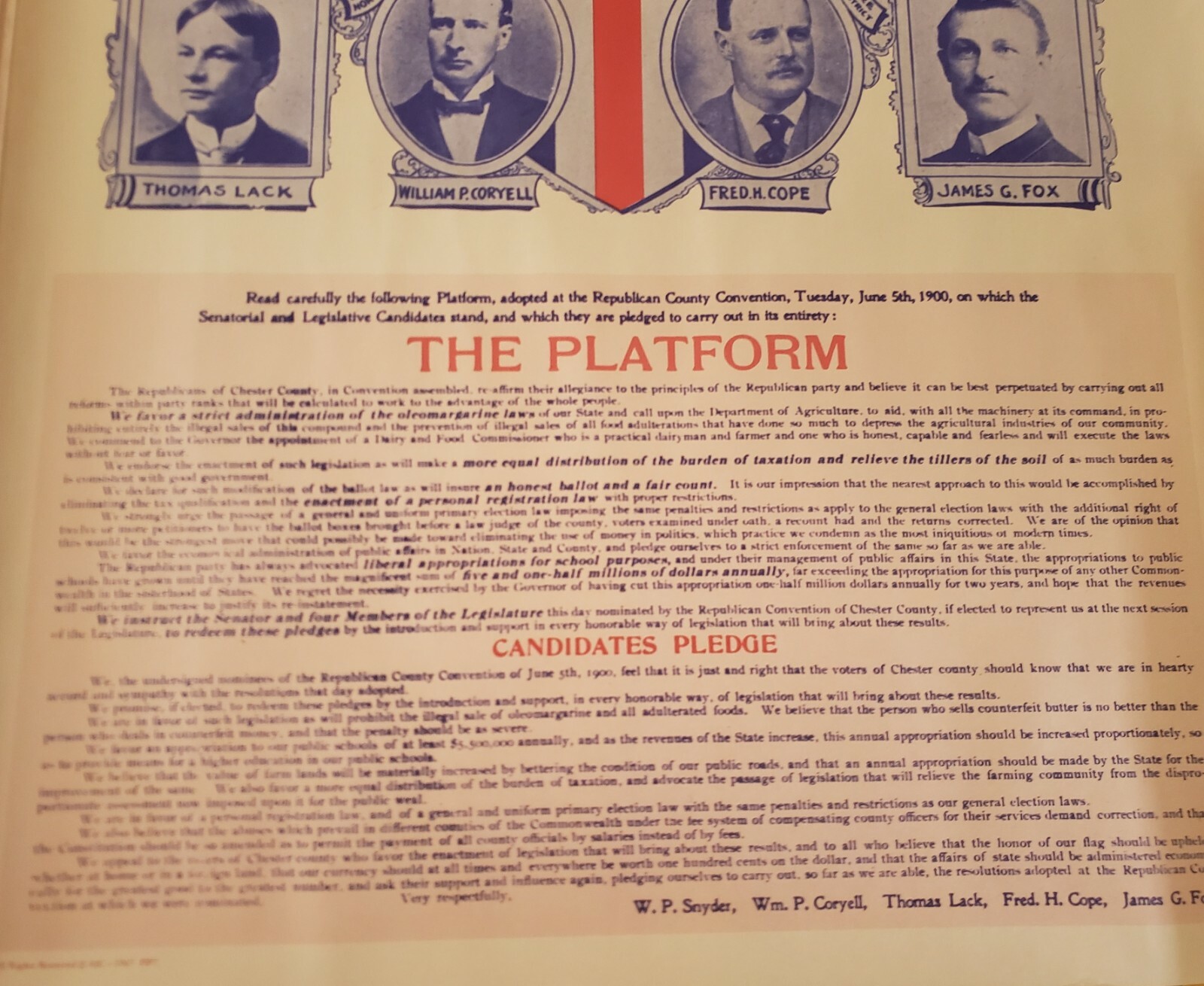 VINTAGE 1967 POLITICAL POSTER~1900 Ticket William McKinley Teddy Roosevelt 20×29