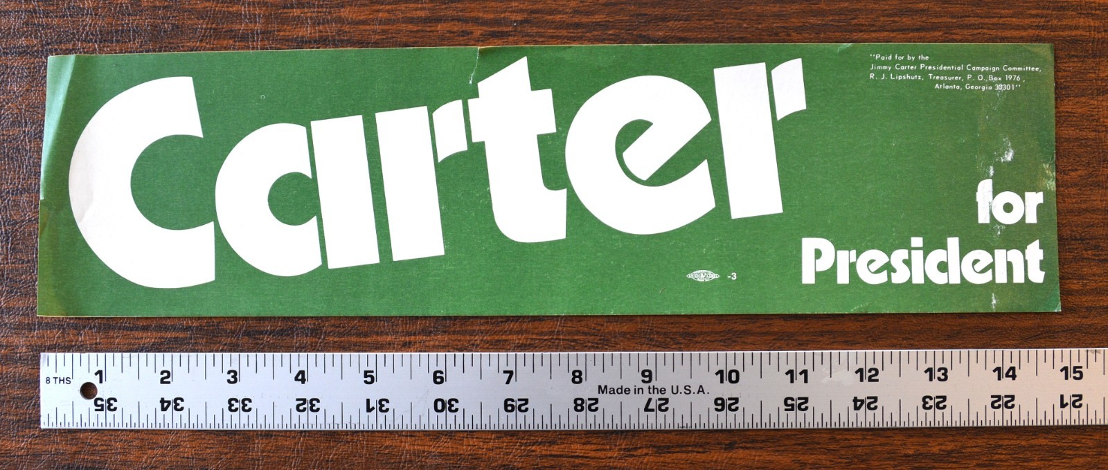 Jimmy Carter 76 Official President Bumper Sticker 15″ x 4″ Presidential Campaign
