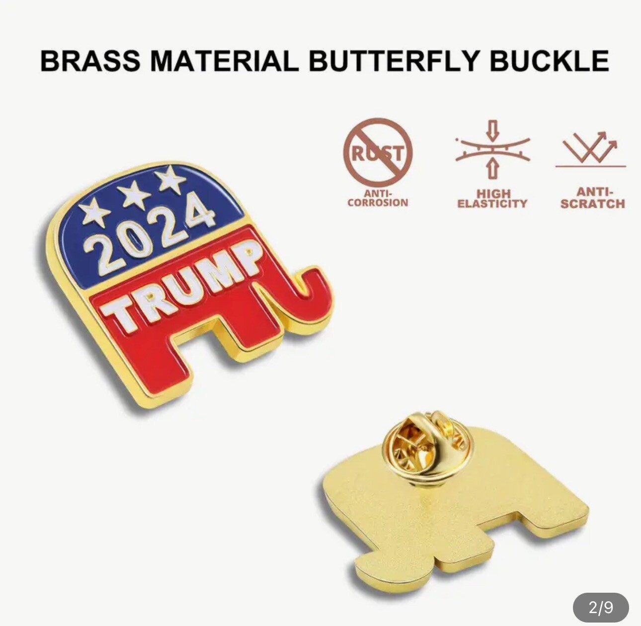 President Donald Trump 2024 MAGA Republican Party Elephant Enamel Lapel Pin 1PC