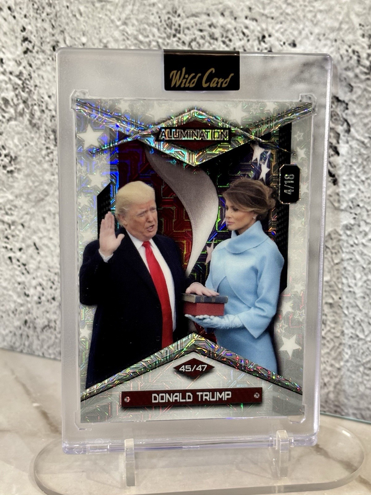 Donald Trump Inauguration 4/18 Alumination US Flag & White Mojo Wild Card 2025