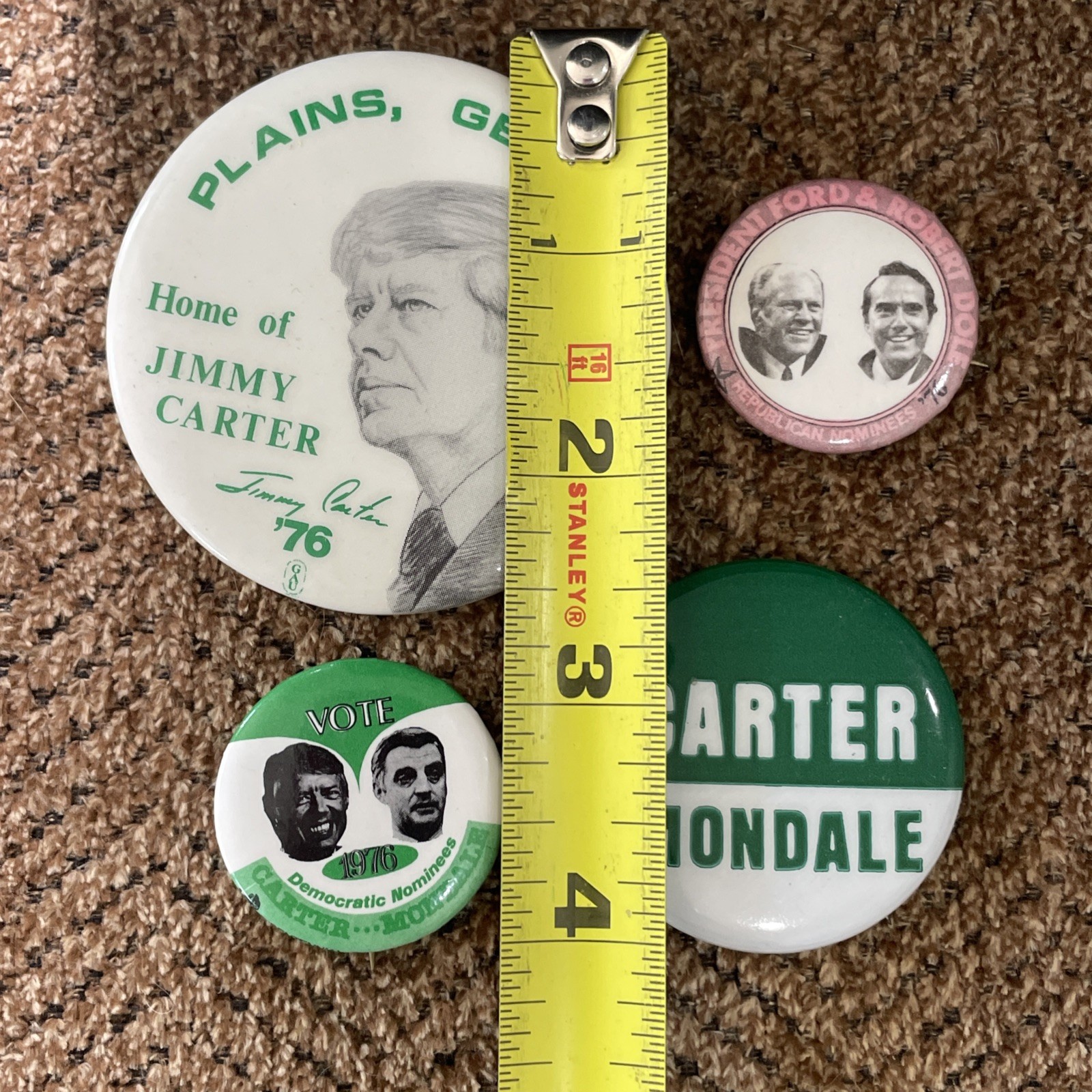 Jimmy Carter presidential political campaign pins buttons 1976-80 Lot of 4