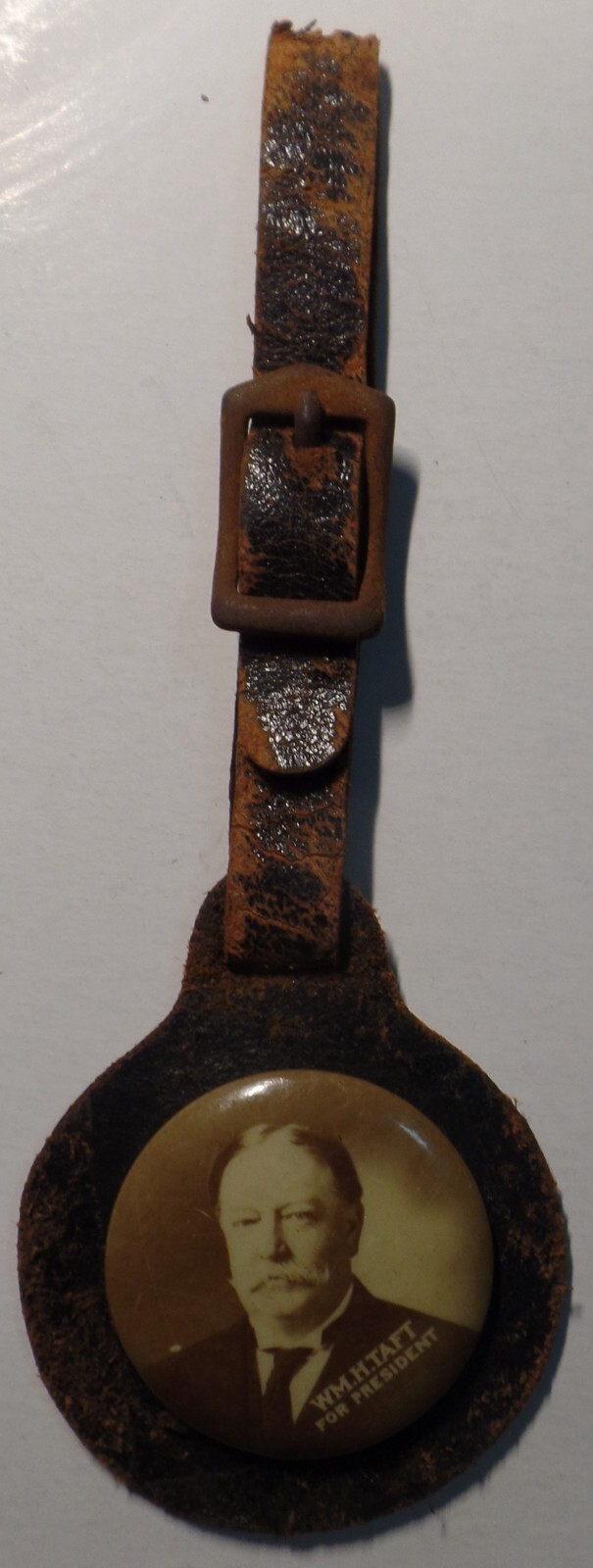 1908 or ’12 William Taft Presidential Campaign Watch Fob w/1.25″ Sepia Cello Pin