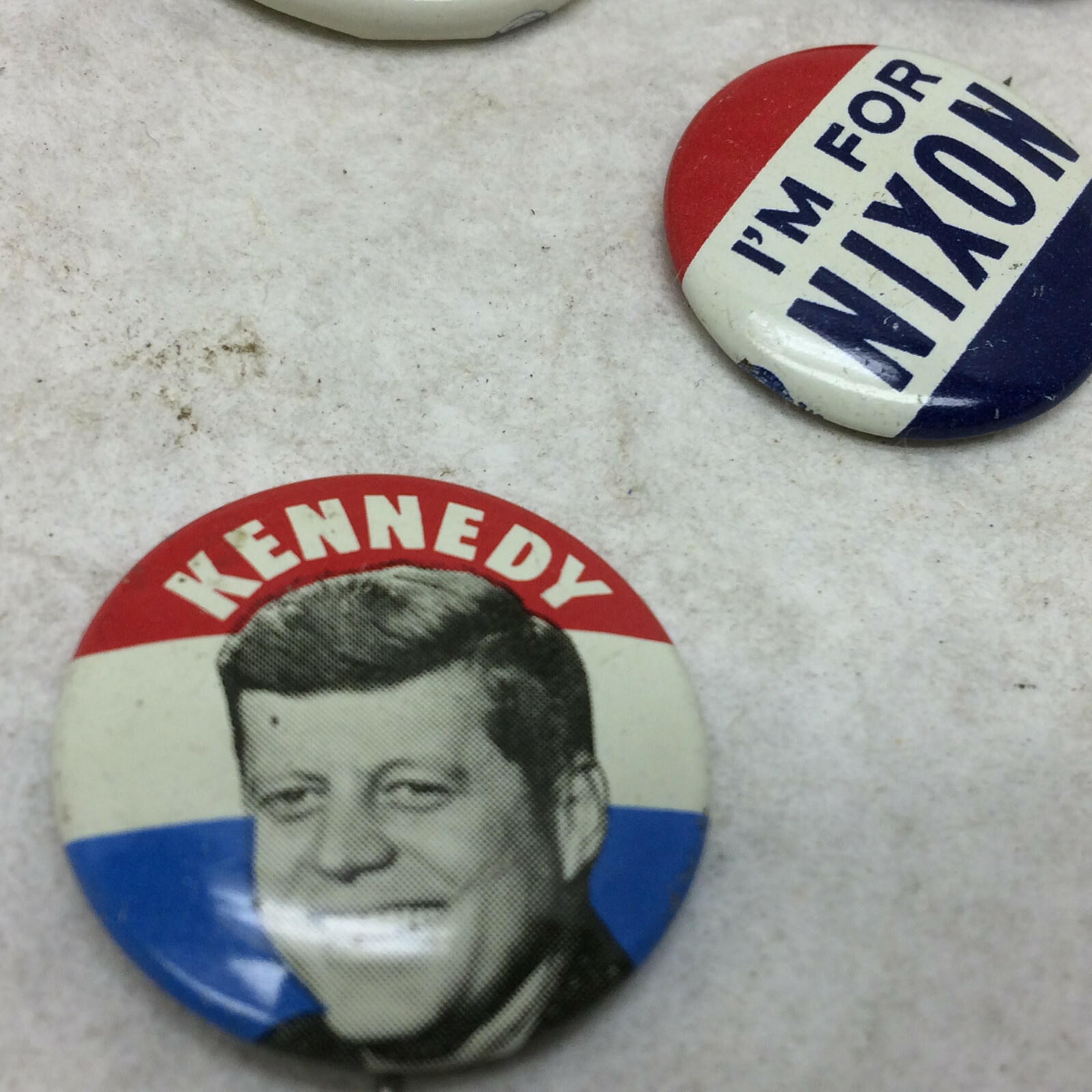 6 Vintage Political Pin Back Buttons Nixon Kennedy Goldwater Stevenson