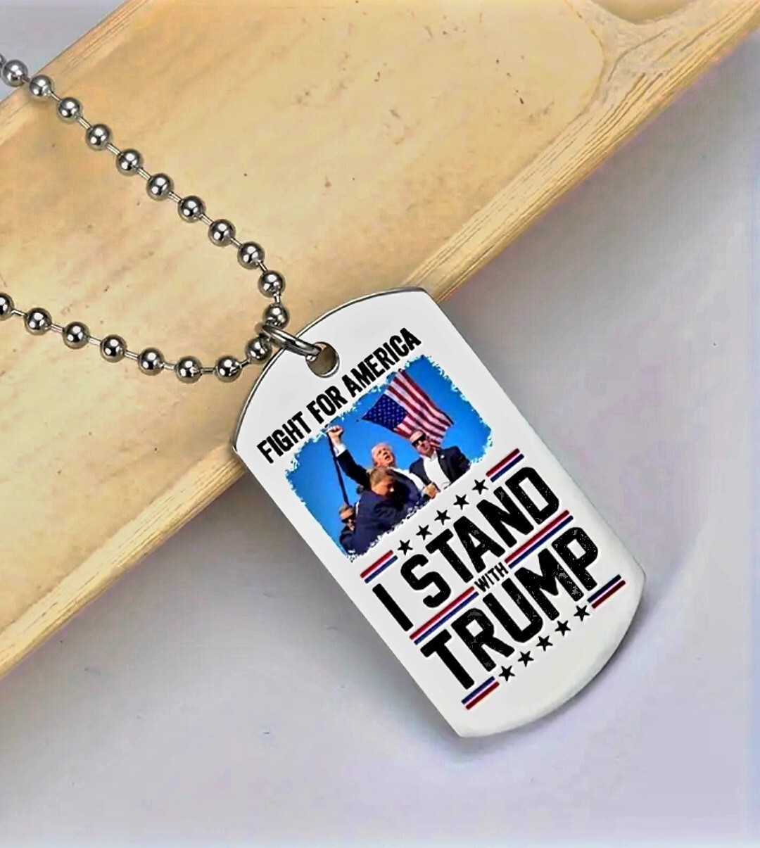 Donald Trump – I Stand With Trump – Fight For America Keychain Backpack Dog Tags