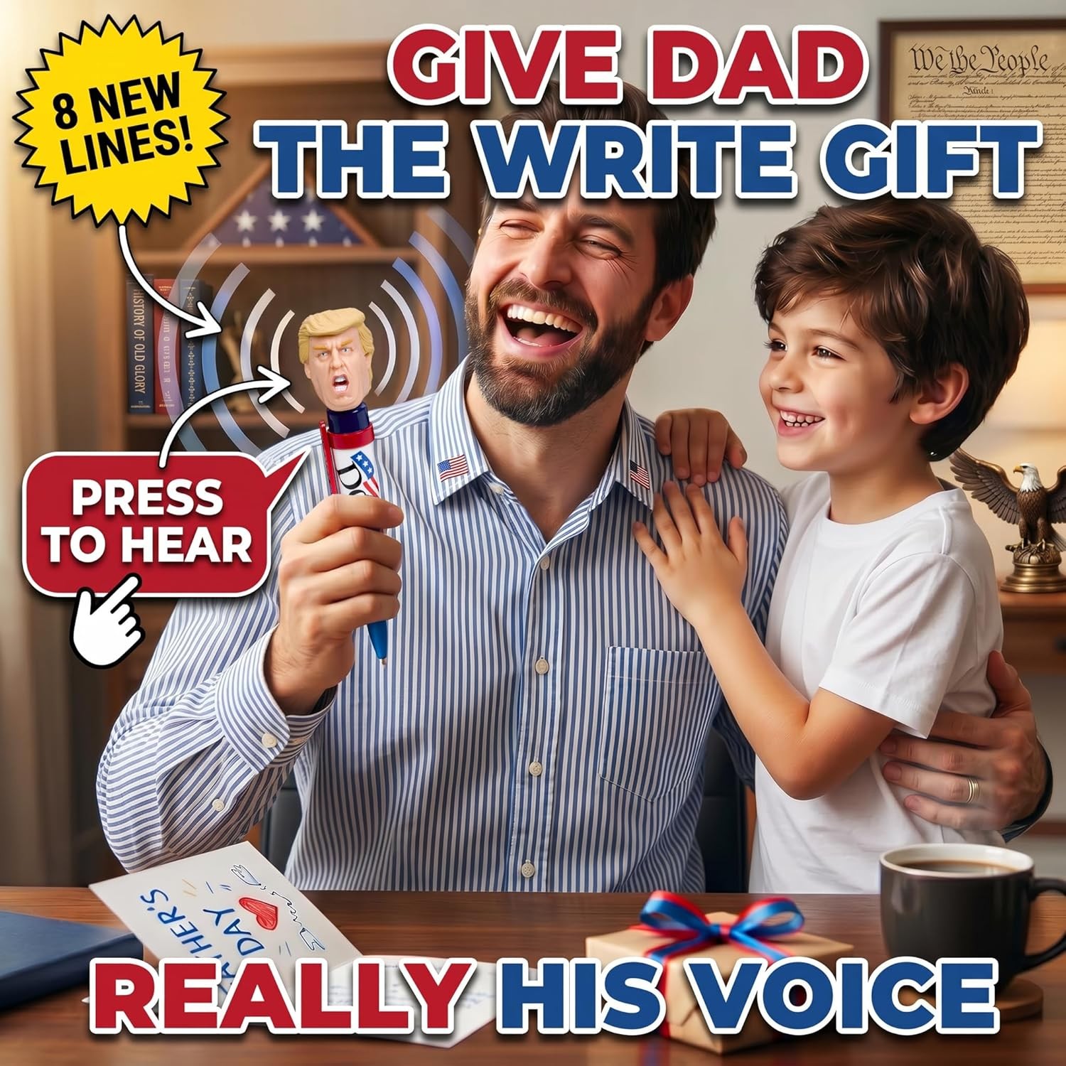 Donald Trump Talking Pen, Press His Hair & Hear 8 Real Voice Quotes, Trump Pen