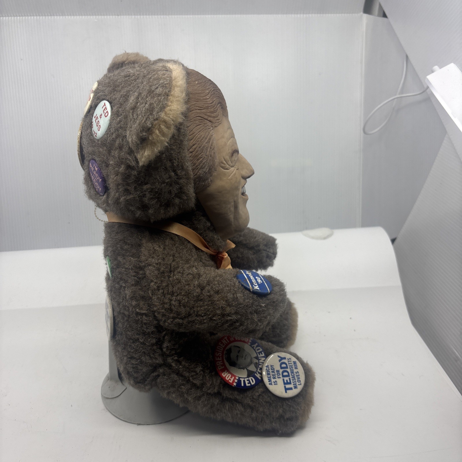 1980 Democrated Ted Kennedy Teddy Bear Satire w/ Tag + 13 Pins