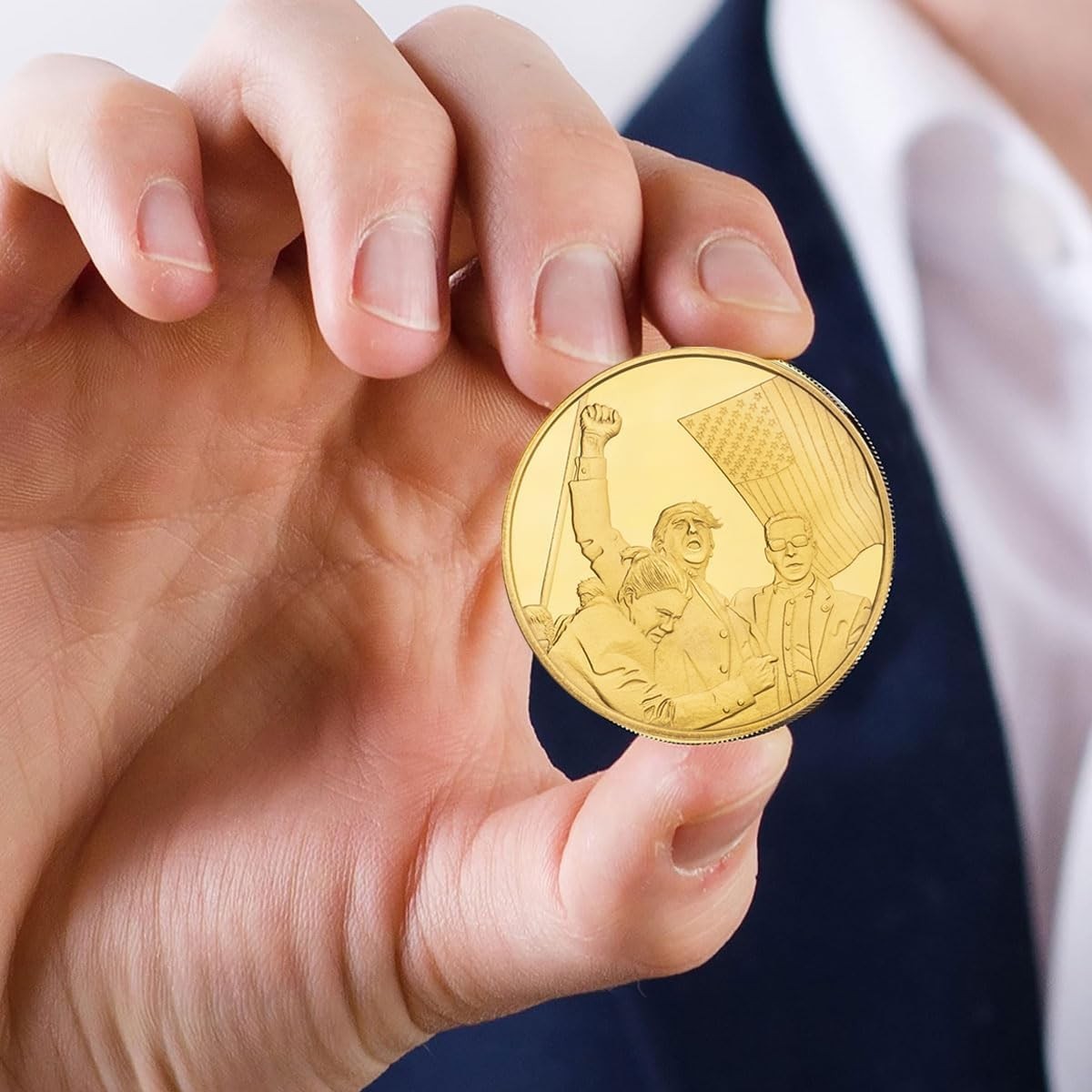 Gold Plated Trump Never Surrender Coin – Ideal Patriotic Gift for Supporters