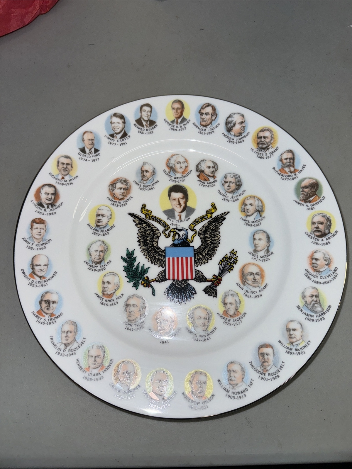 Vintage Political US Presidential Portrait Souvenir China Plate Bill Clinton 200