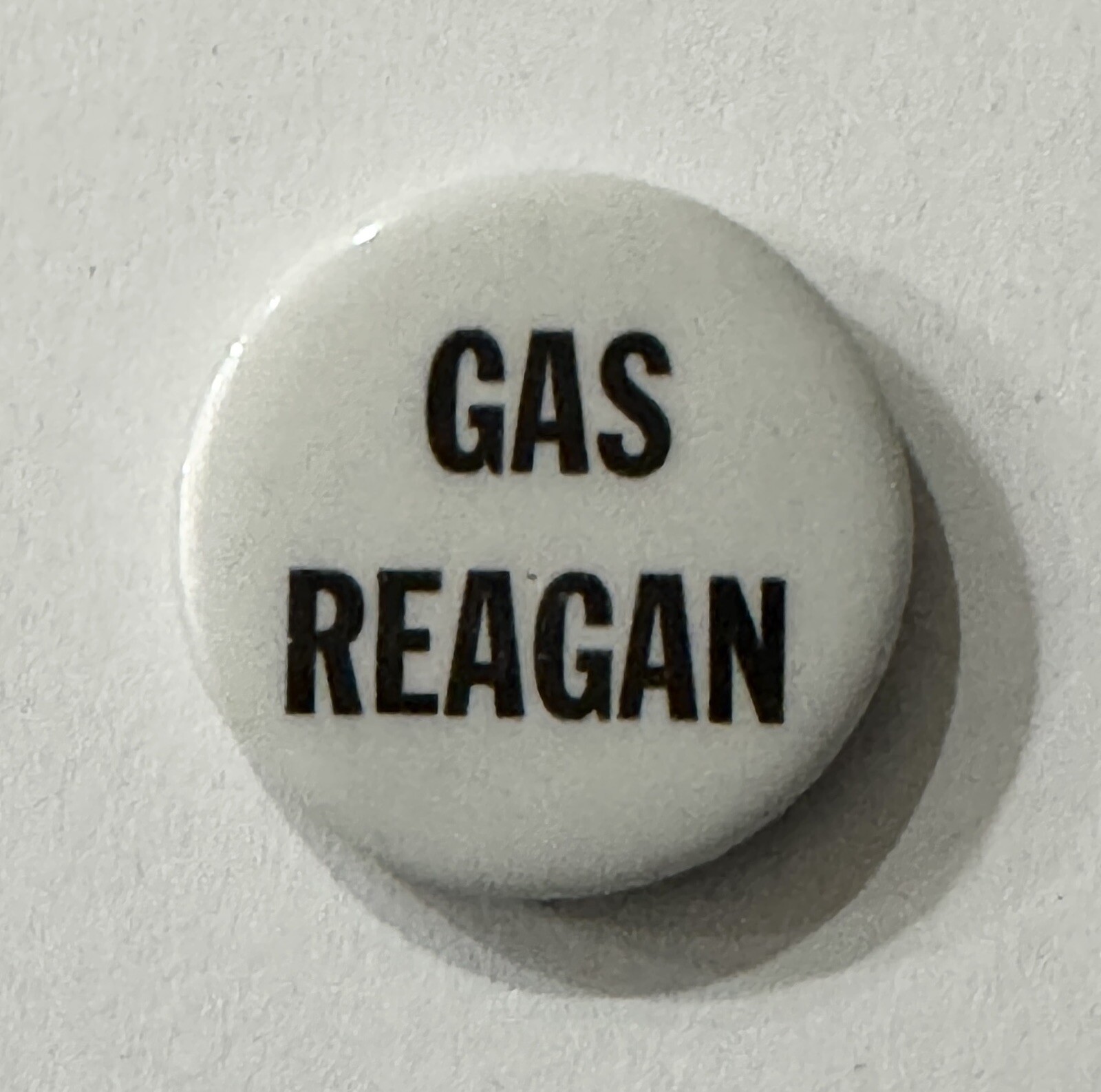 1980s Gas Reagan 1 1/4” Cello Anti Political Button