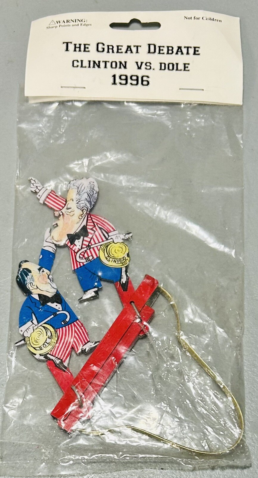 1996 The Great Debate Clinton vs Dole Mechanical Tin Fighting Toy New Sealed