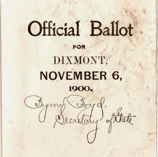 1900 Dixmont ME US Presidential Ballot Vote POTUS McKinley Bryan Roosevelt Debs