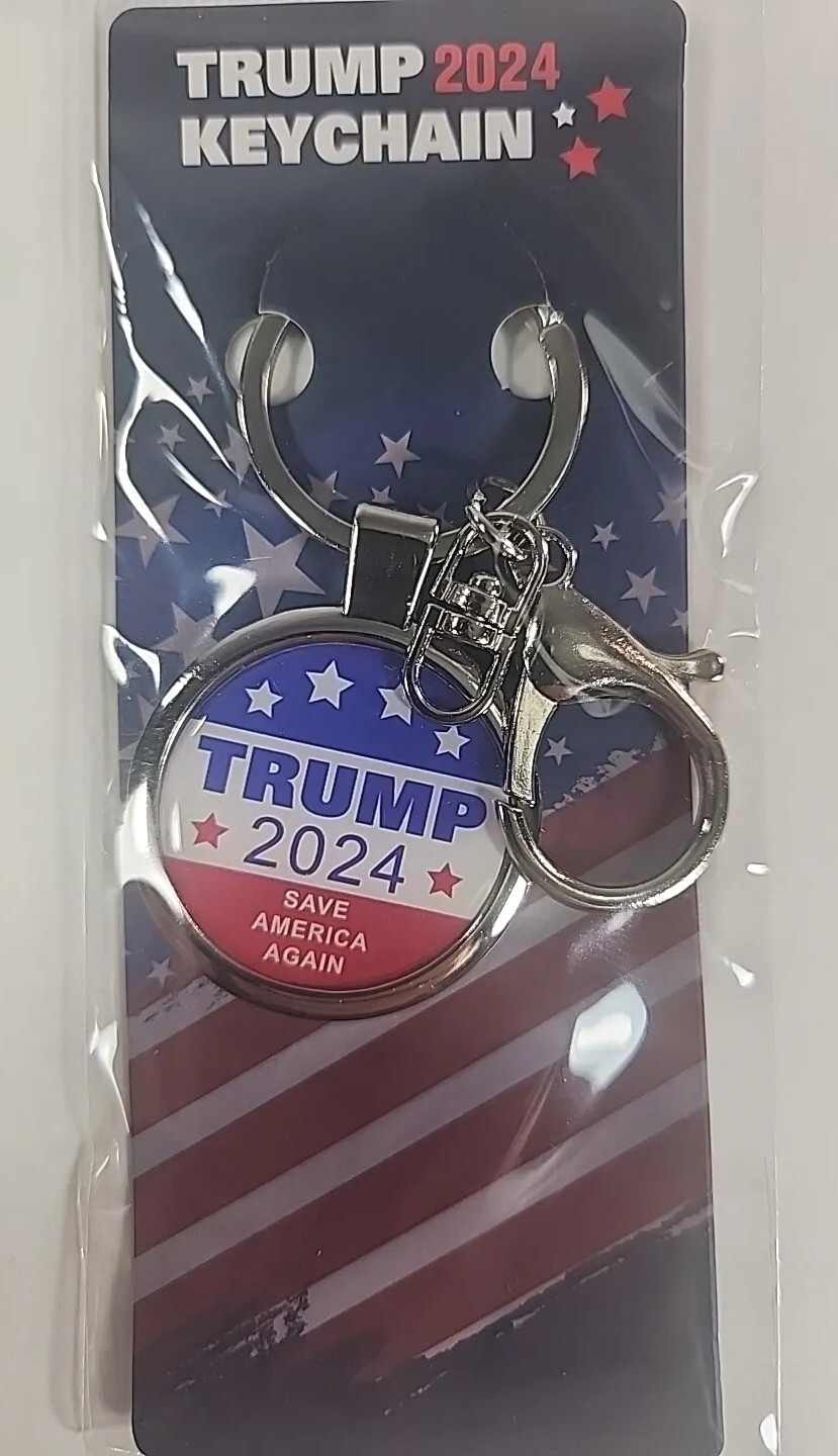 Trump 2024 “Save America Again” Keychain Donald Trump DOUBLE-SIDED NEW CARDED!