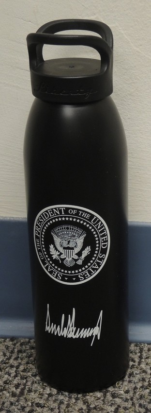 Donald Trump signed Black Liberty Water Bottle with Presidential Seal of the US