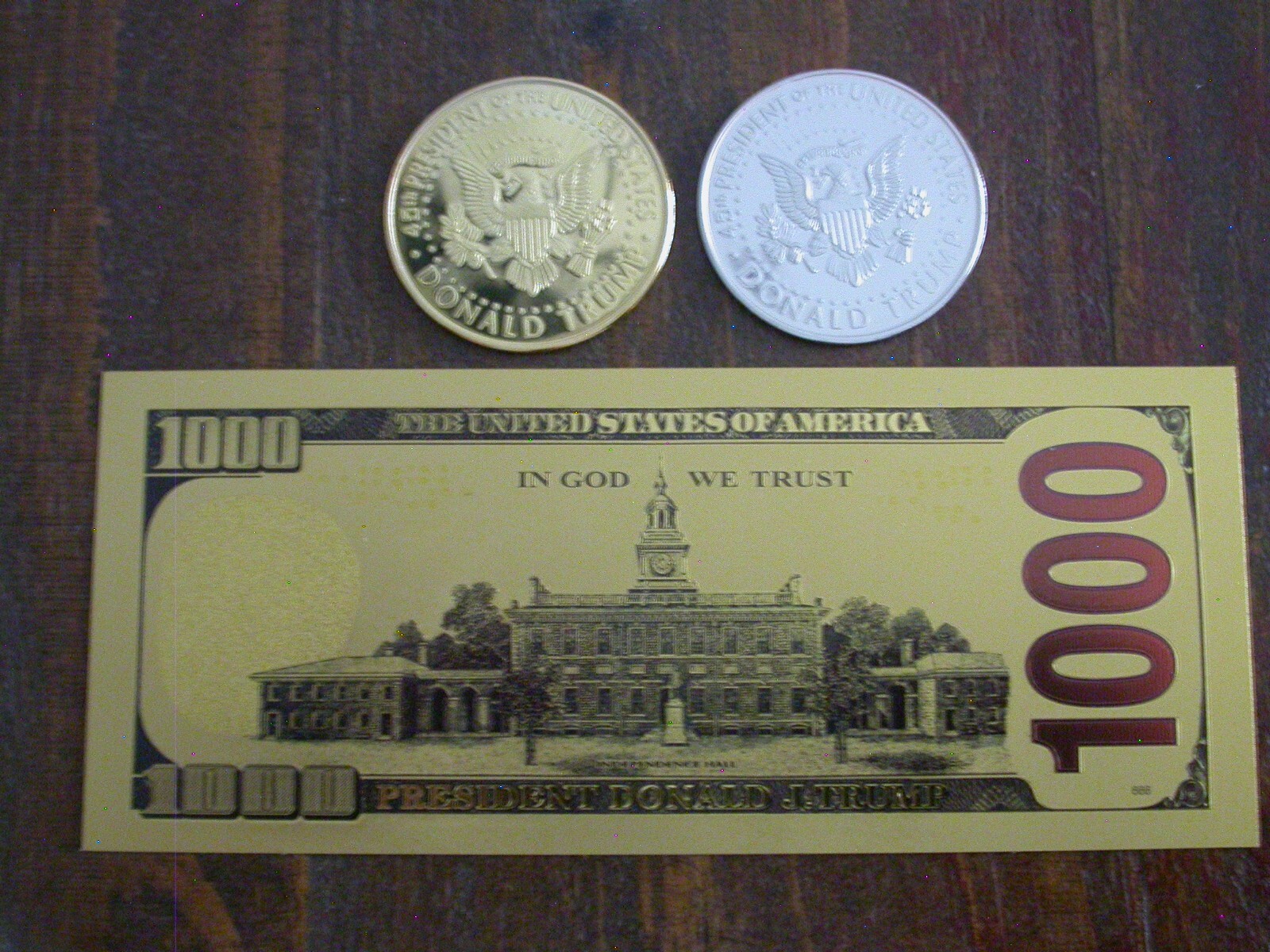 2024 President Donald Trump Commemorative Coins & Note-24K Gold & Silver Plated!