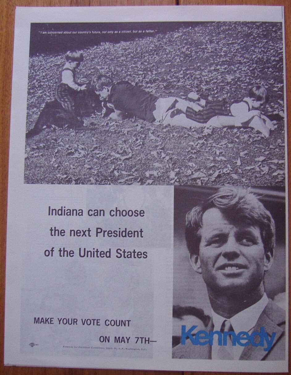 5/7/1968 Bobby Kennedy Indiana Primary Lg Folding Presidential Campaign Pamphlet