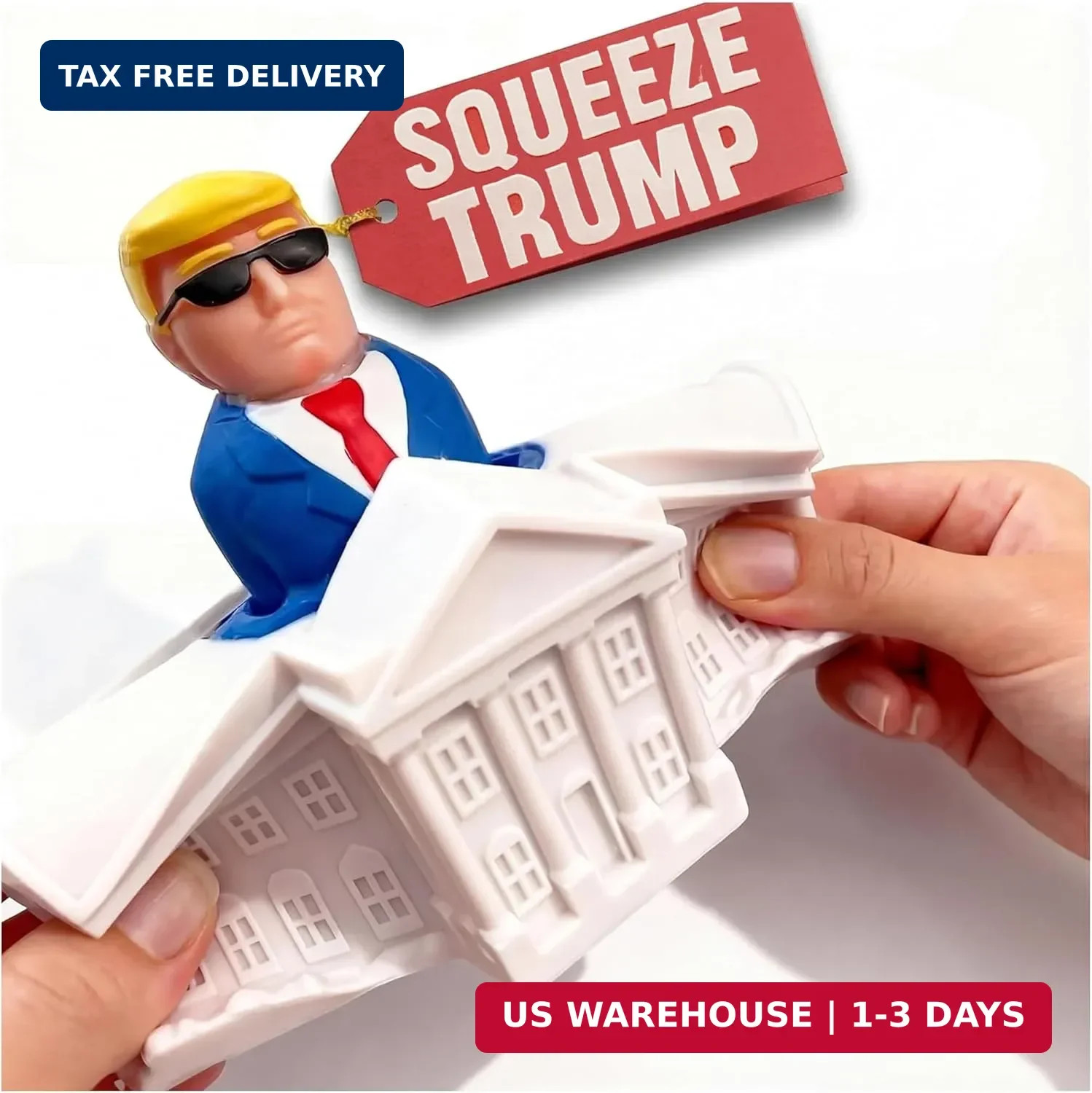 Donald Trump Pop-Up White House Squeeze Toy – Squeeze & Watch Him Rise | Funny