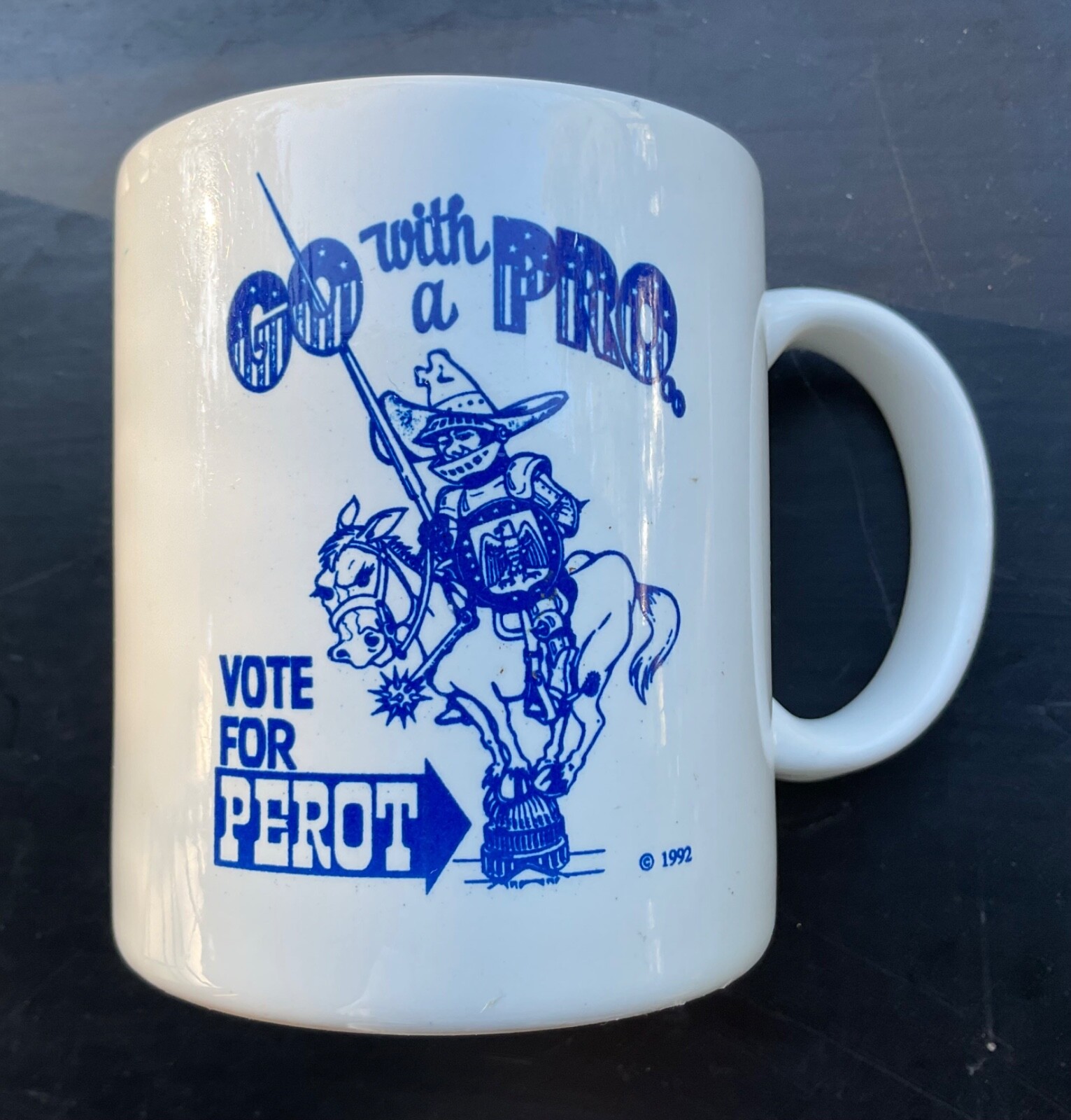 VINTAGE RARE 1992 ROSS PEROT “GO WITH-A PRO VOTE FOR PEROT” OREGON CAMPAIGN MUG