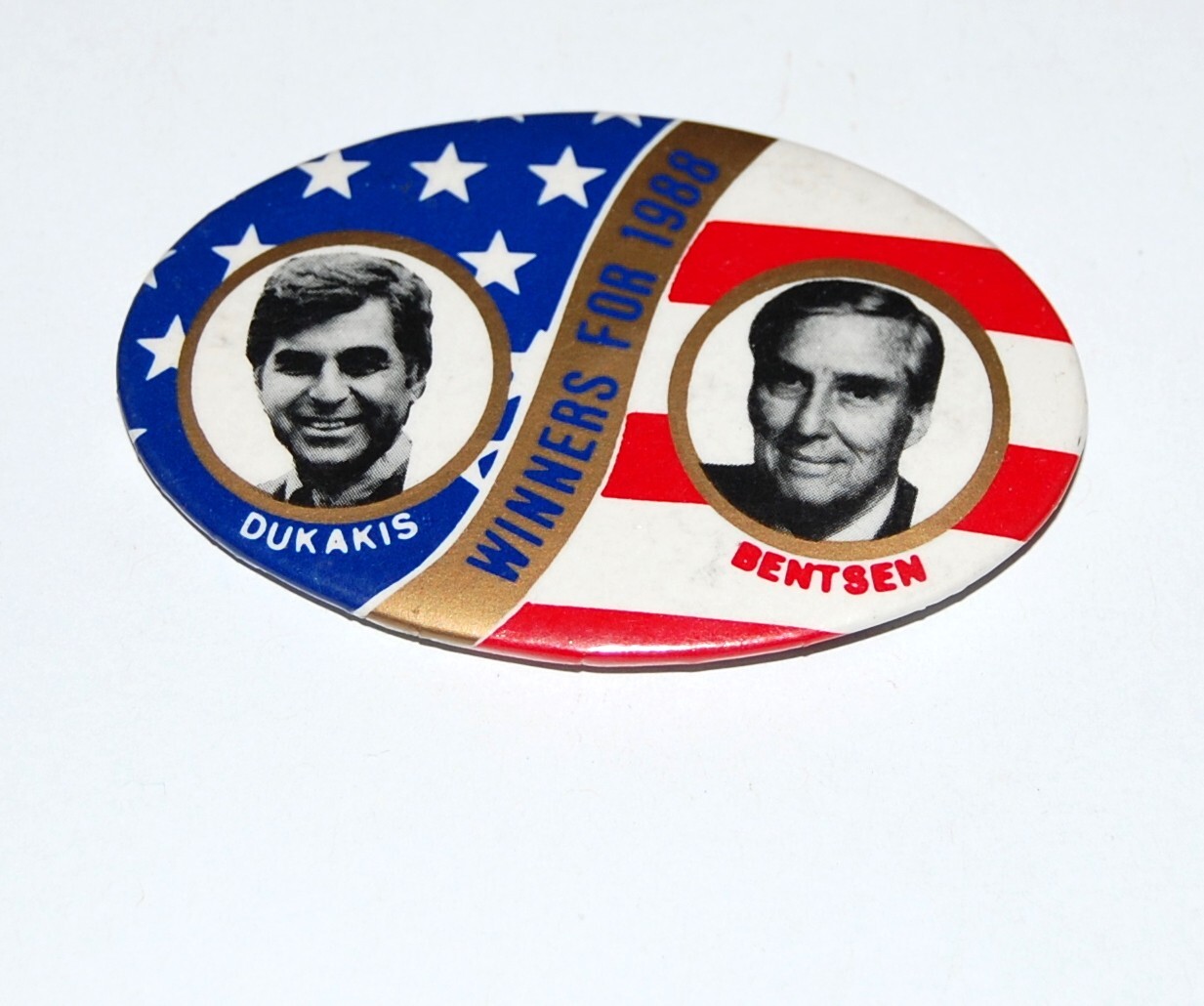 1988 MICHAEL DUKAKIS PRESIDENT Lloyd Bentsen campaign pinback button political