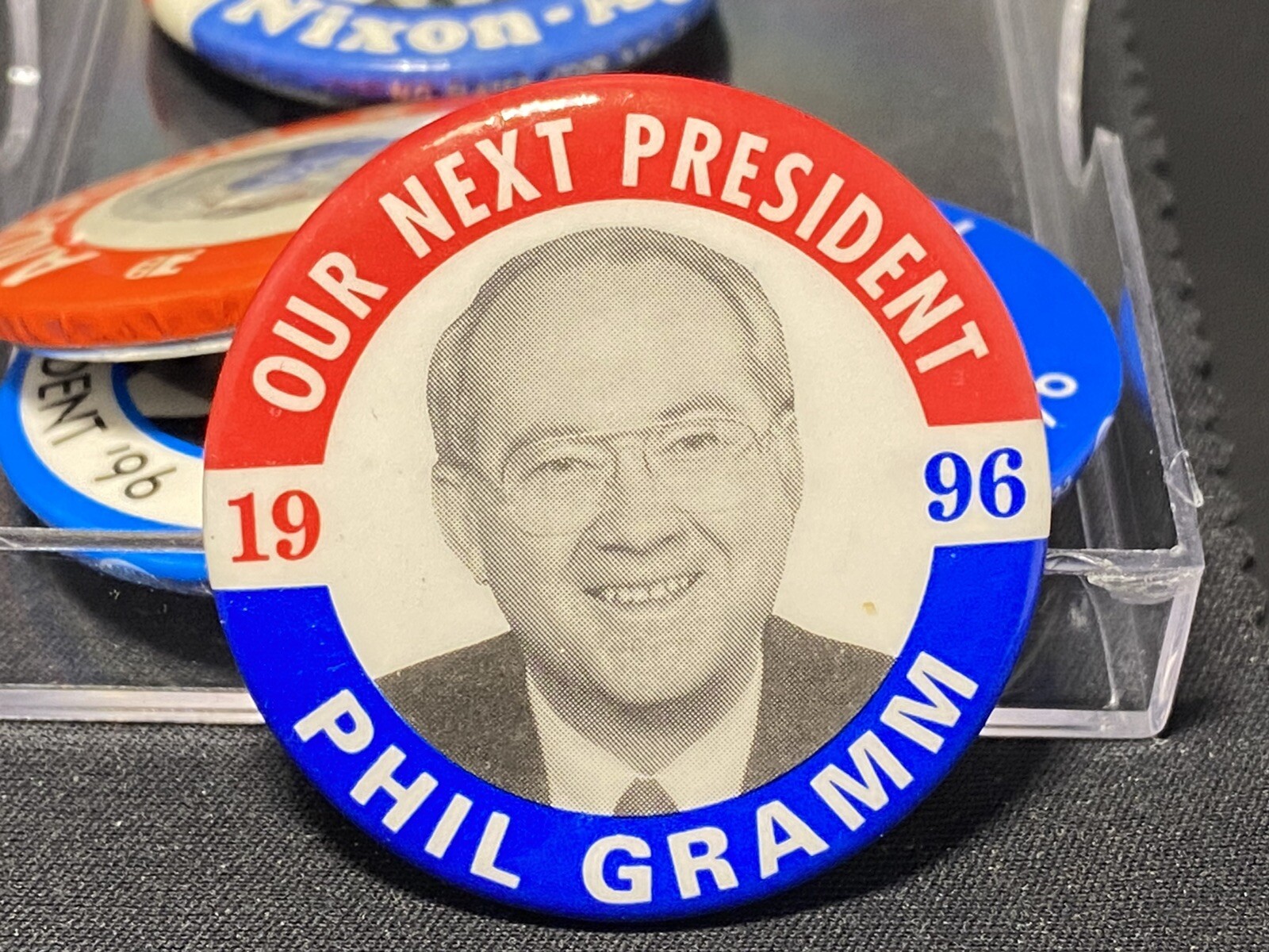 1996 Phil Gramm “Our next President” Presidential Campaign pinback button