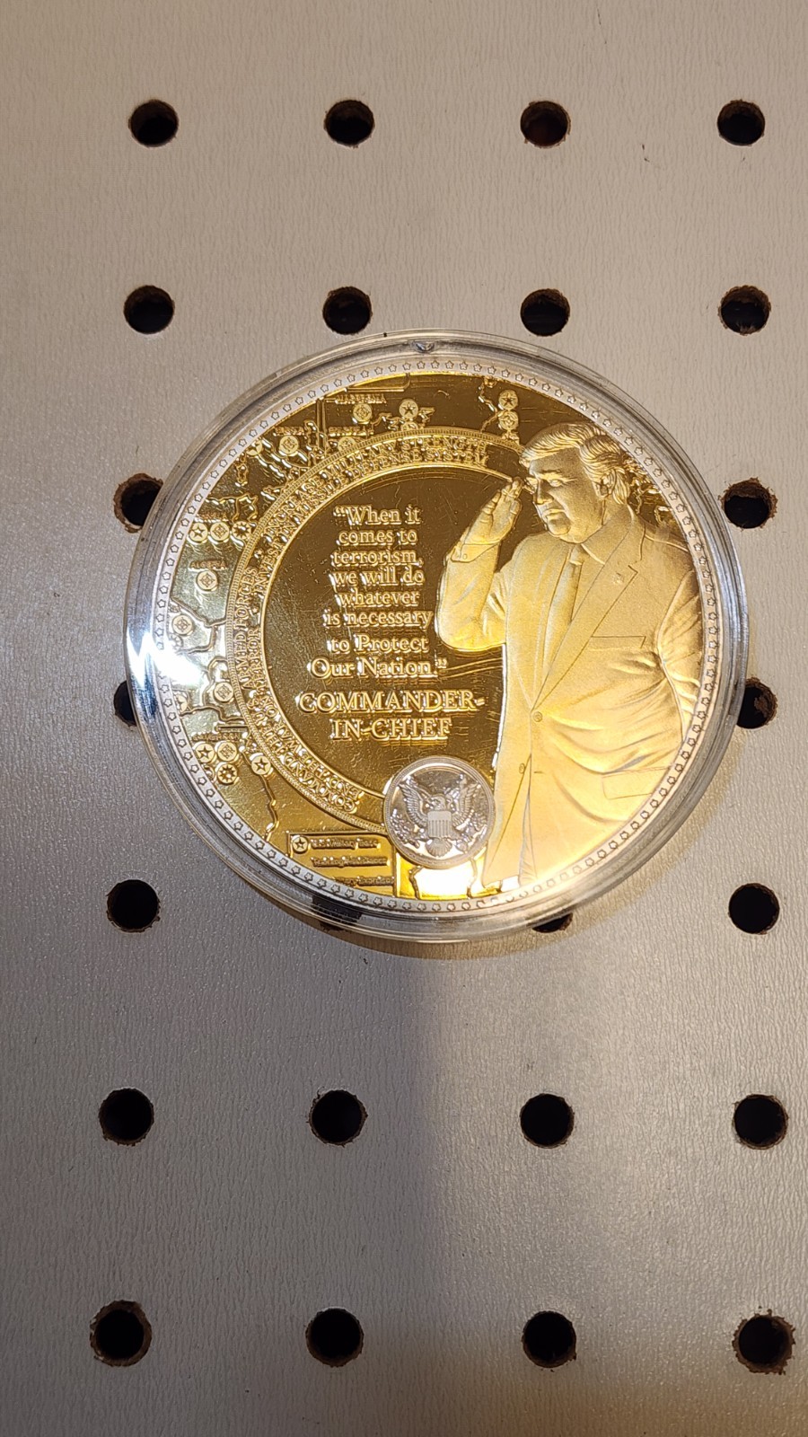Donald Trump gold encrusted Commander in Chief Commemorative Proof Coin W/ Case