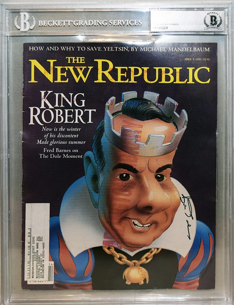 1993 -BOB DOLE- BECKETT BAS Signed/Autograph/Auto NEW REPUBLIC Magazine Cover