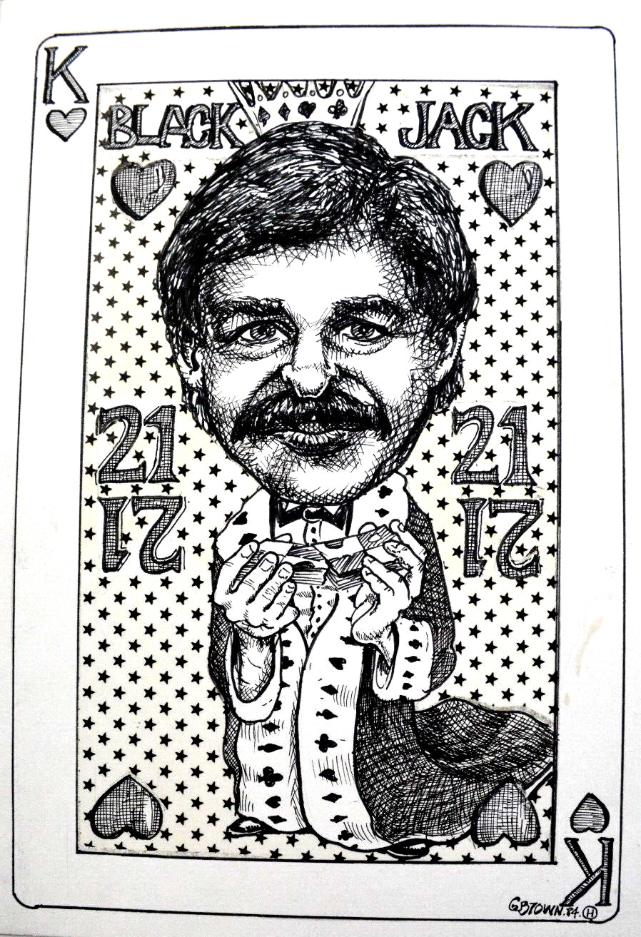 Black Jack “21” Hand Drawn Original Pen/Ink Political Cartoon Gordie Brown 1984