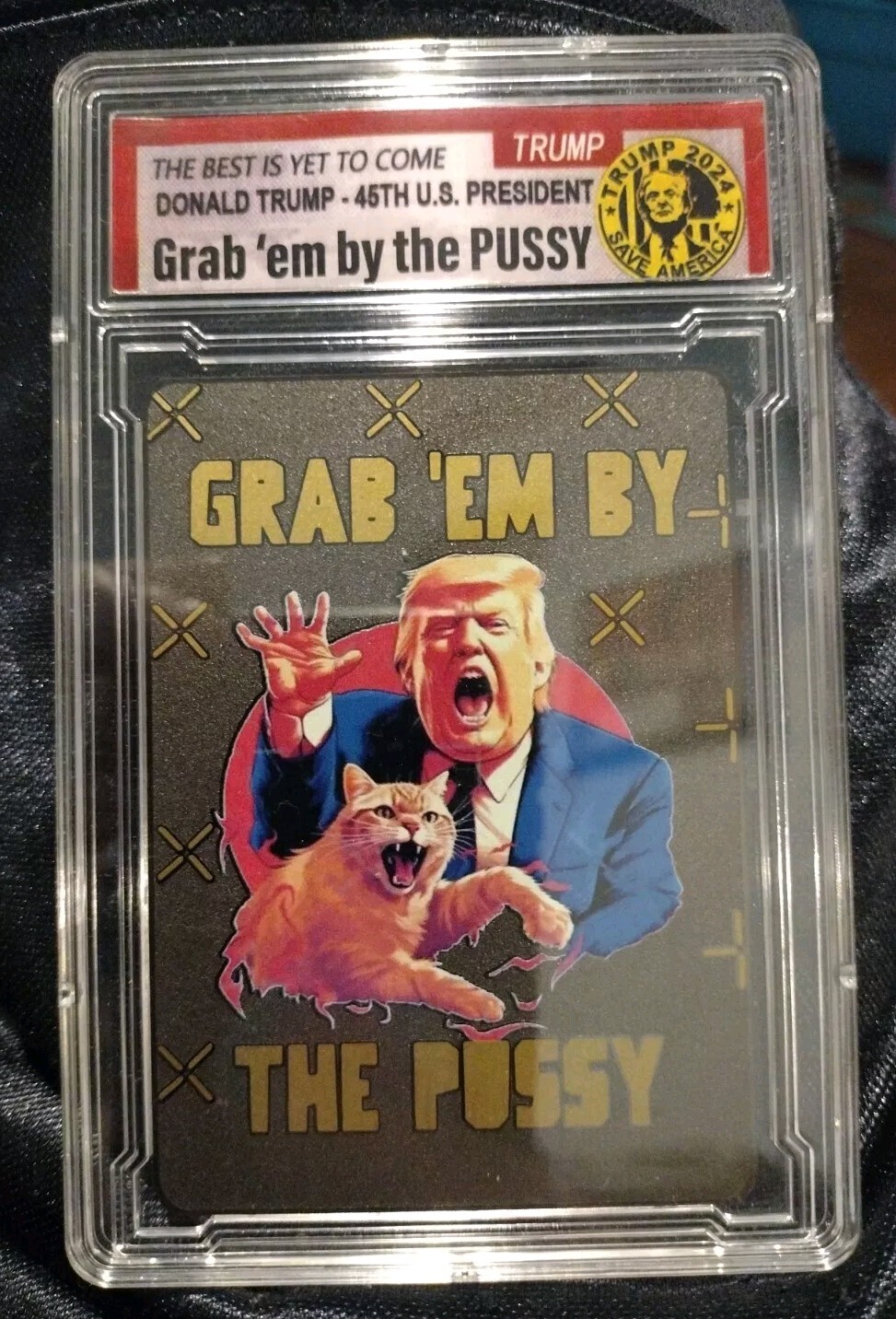 Orig! RARE Donald Trump “Grab Em By The P*ssy” #205/205 Black Version Metal Card