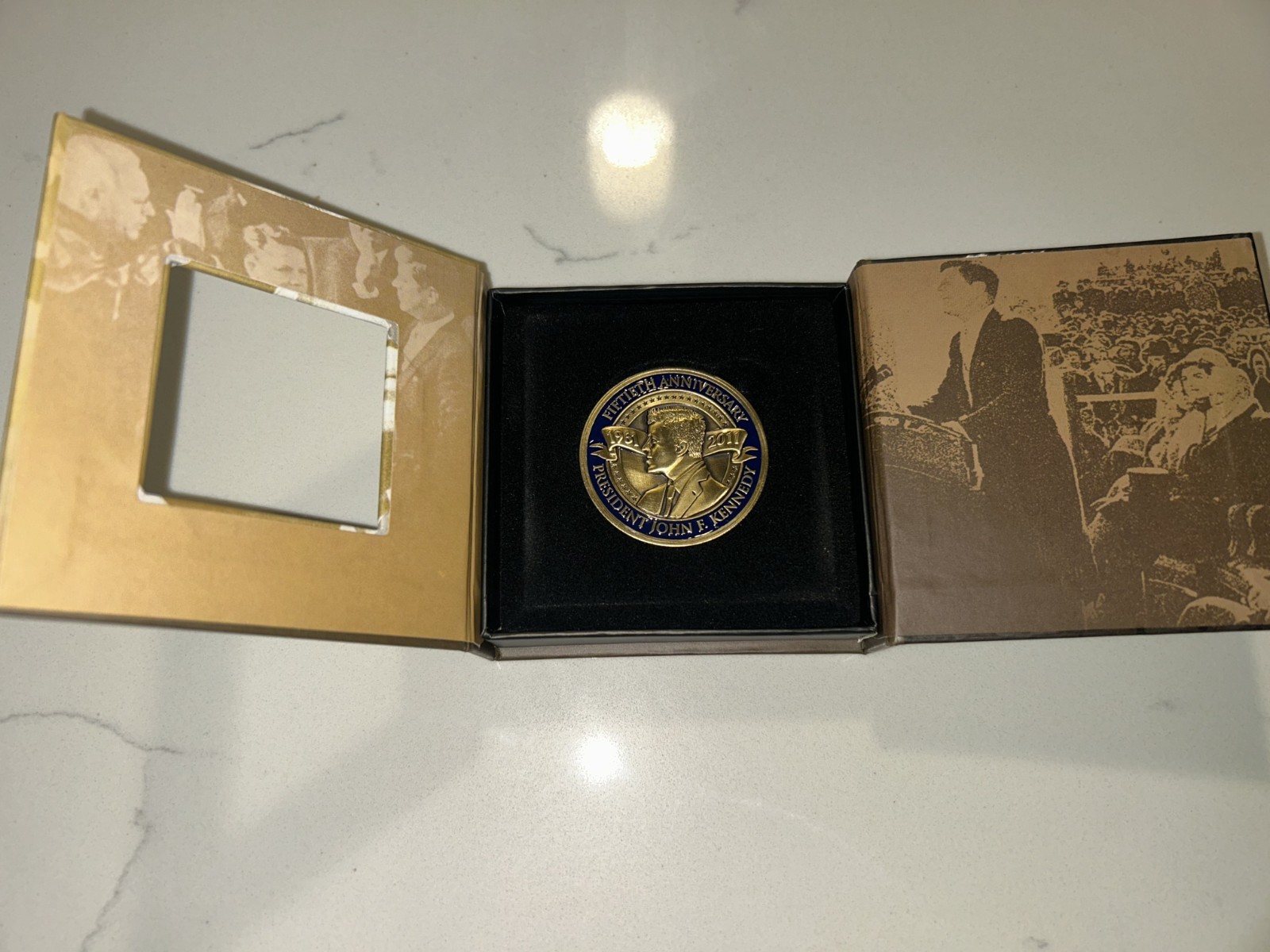 John F Kennedy 50th Anniversary Inauguration Bronze Medal Challenge Coin & Case