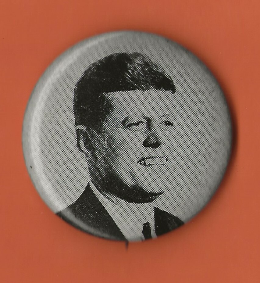 1960 John F Kennedy 1.75″/”Greytone Type 1″ Presidential Campaign Button(Pin15A)