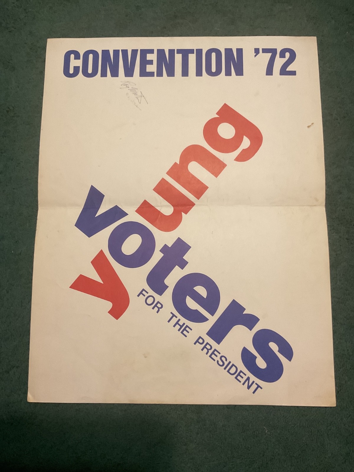 1972 Convention Young Voters for the President sign & Sec. of Interior signed
