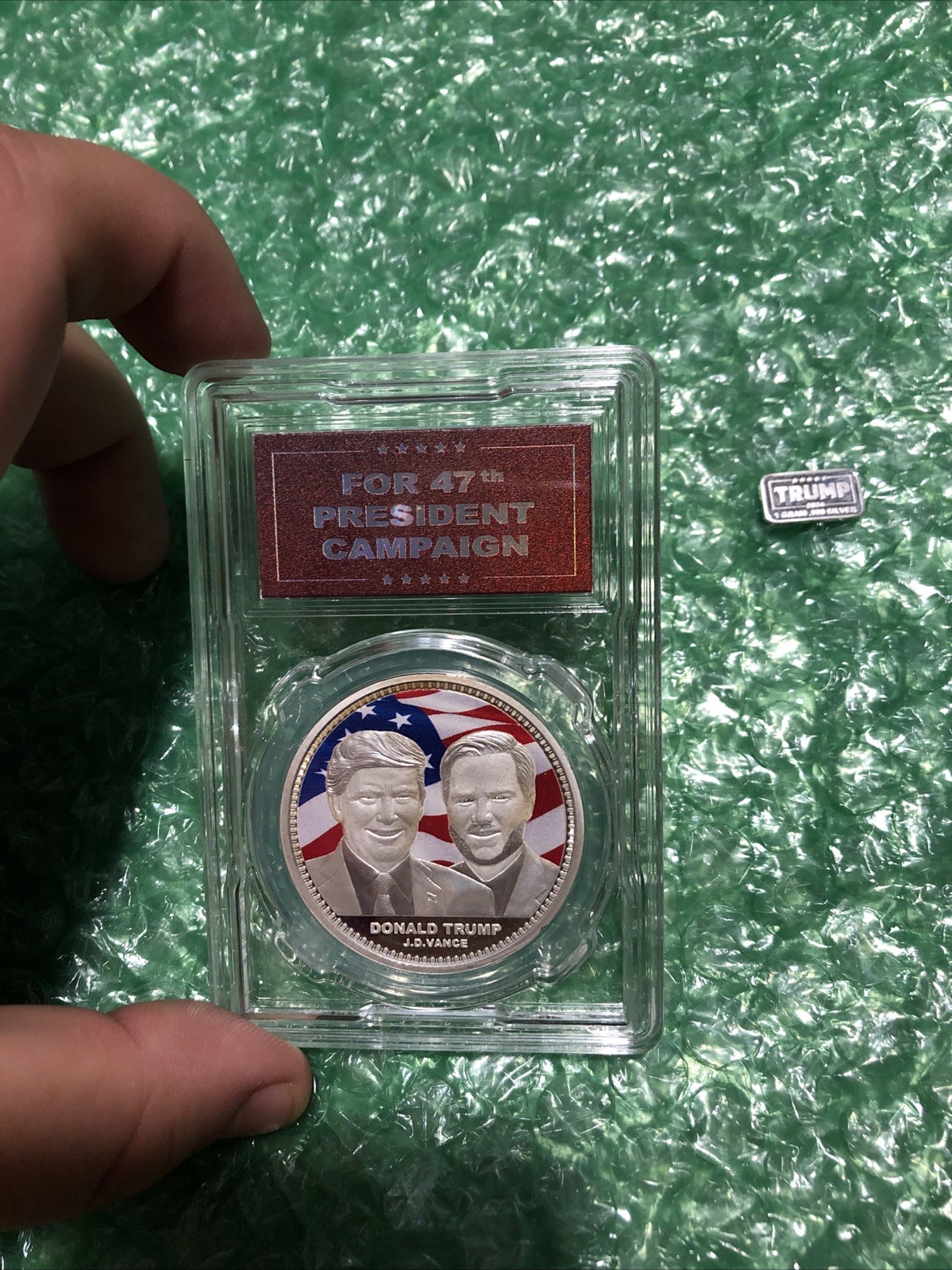 2024 Trump Vance Silver Plated Coin COMMEMORATIVE + 1G SILVER+ GOLD + COPPER