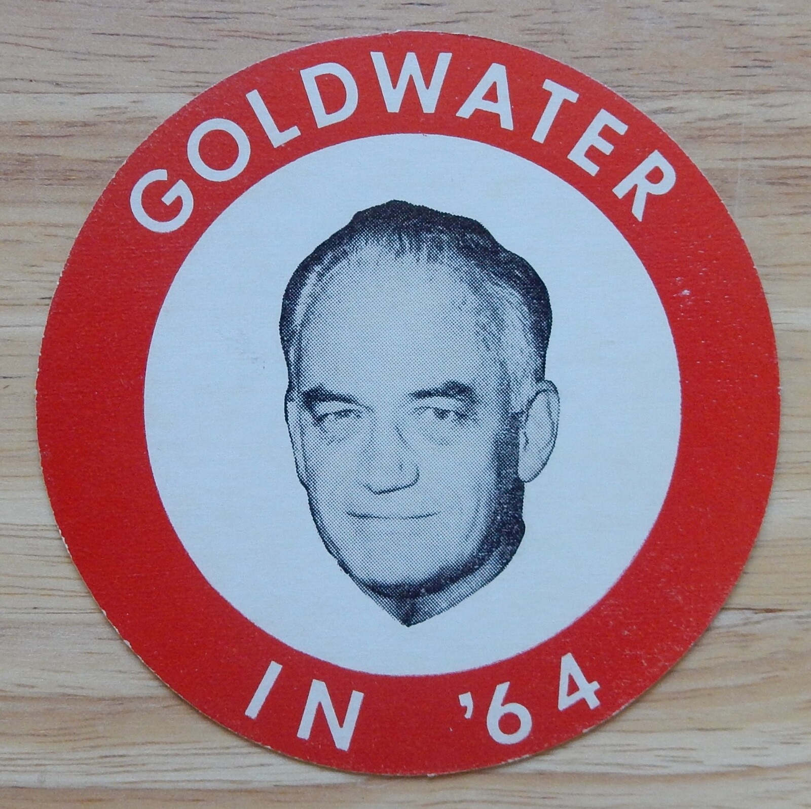 Barry Goldwater In ’64 Presidential Campaign Cardboard Coaster, 3 1/2″