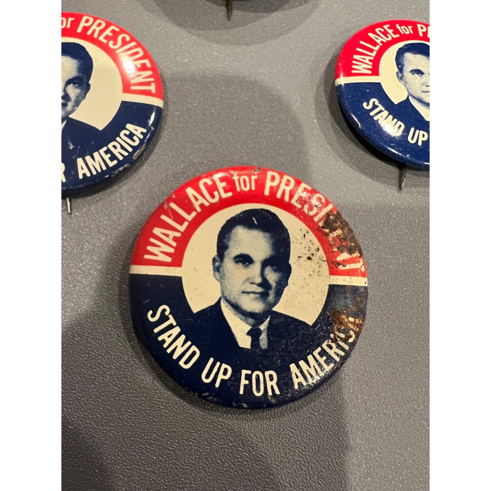 Lot of 4 1968 Wallace For President Presidential Election Metal Pinback Lot