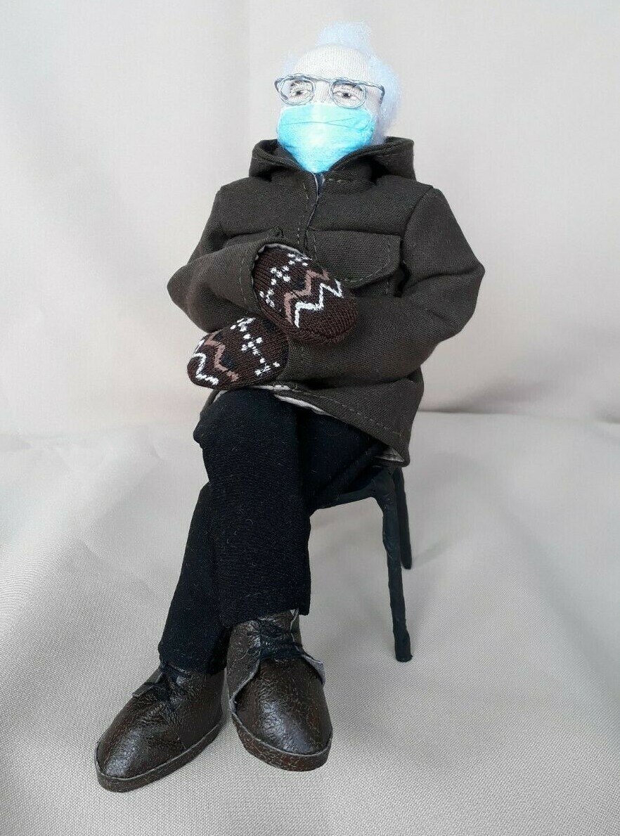 Bernie Sanders Inauguration Doll, Bernie Sanders Meme, cold Bernie with mittens