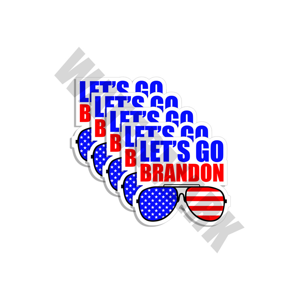 FJB Lets Go Brandon GLASSES Funny Biden 5 pack of Bumper Stickers 4″ wide 5 Pack