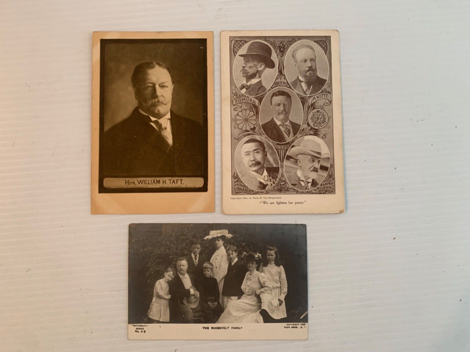 Original Real Picture Postcard Teddy ROOSEVELT and Family + 2 Others