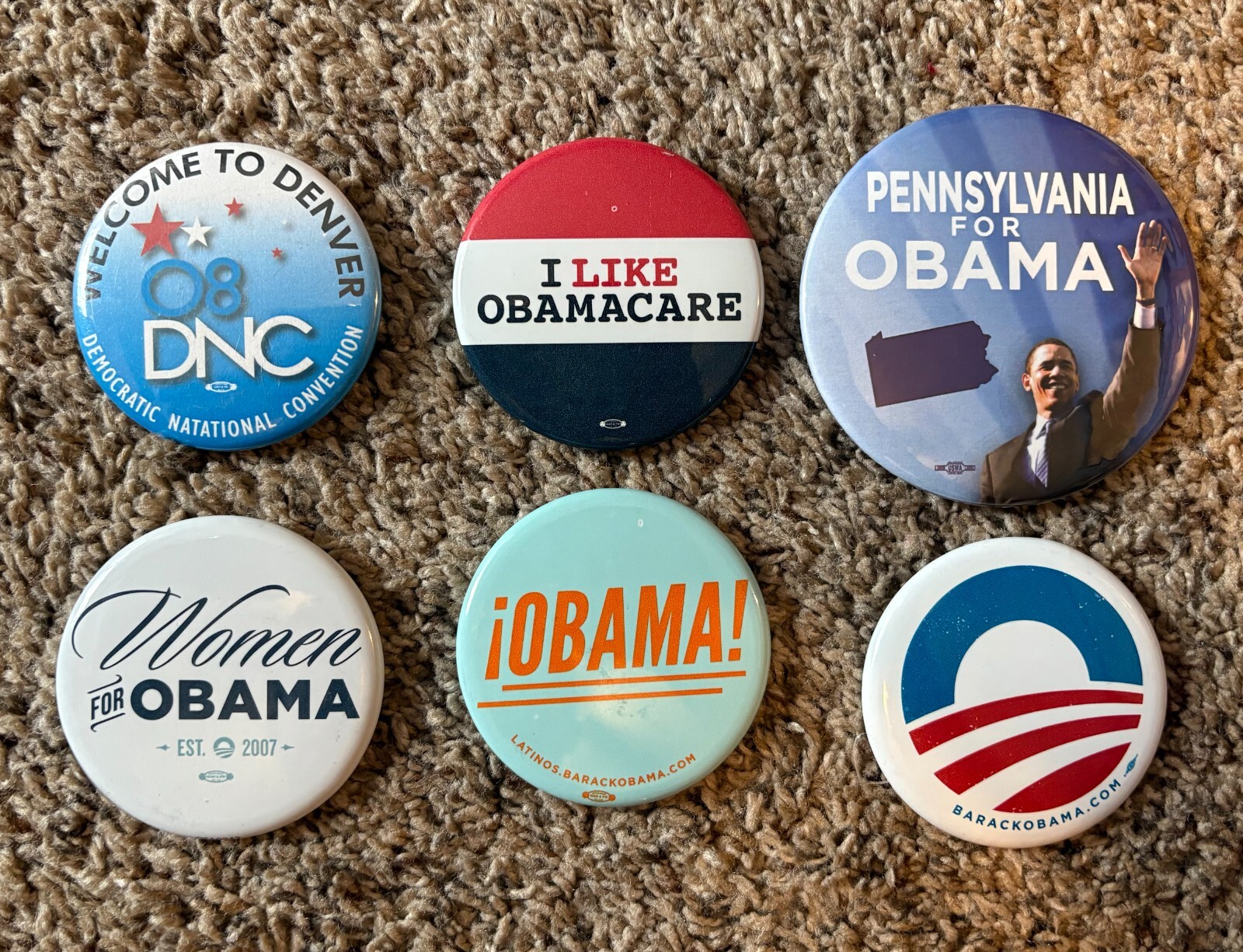 Barack Obama 2008 and 2012 Presidential Campaign Button Group