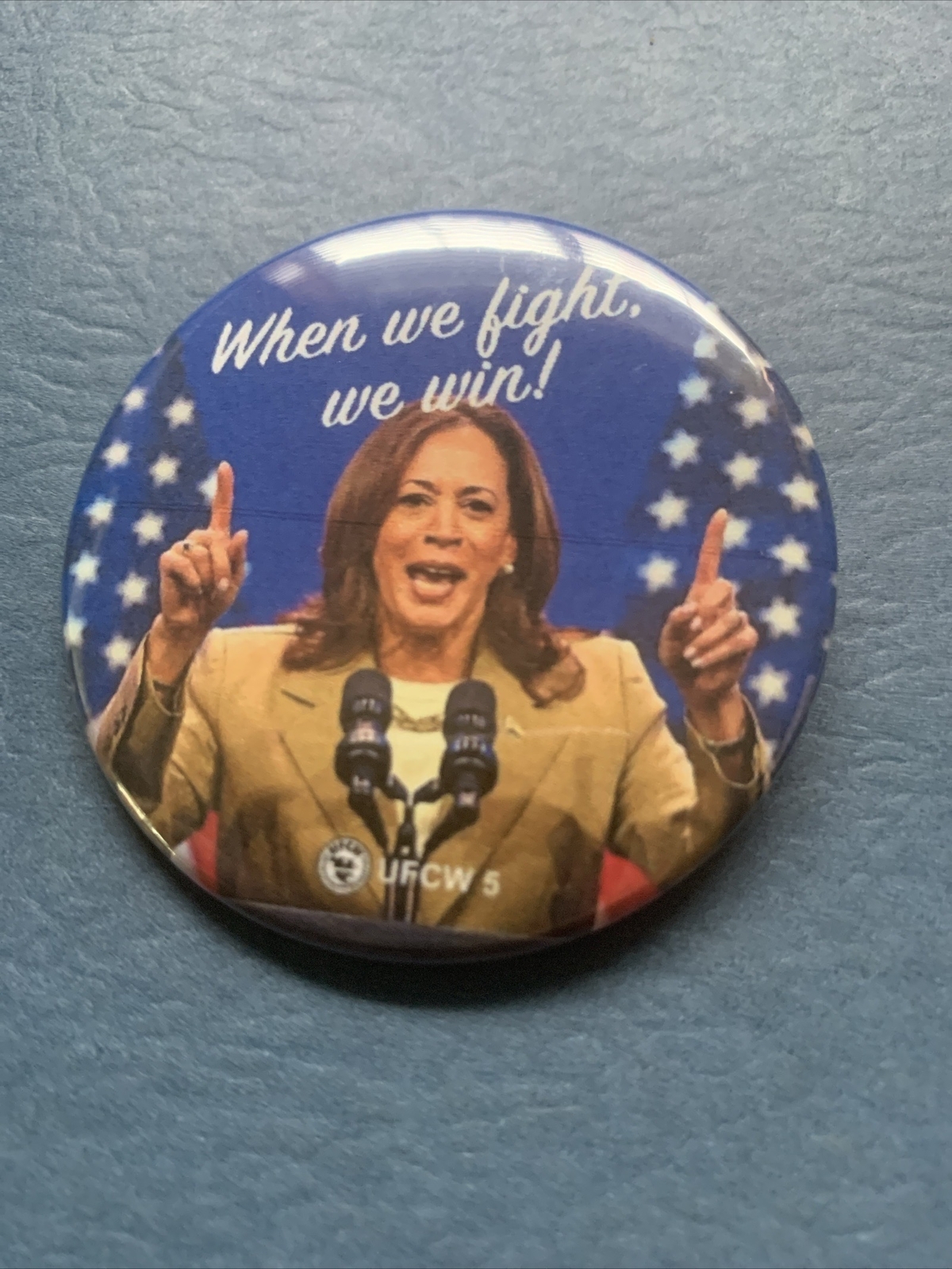2024 Kamala Harris Fight And Win 2.25 Inch Political Pinback Button