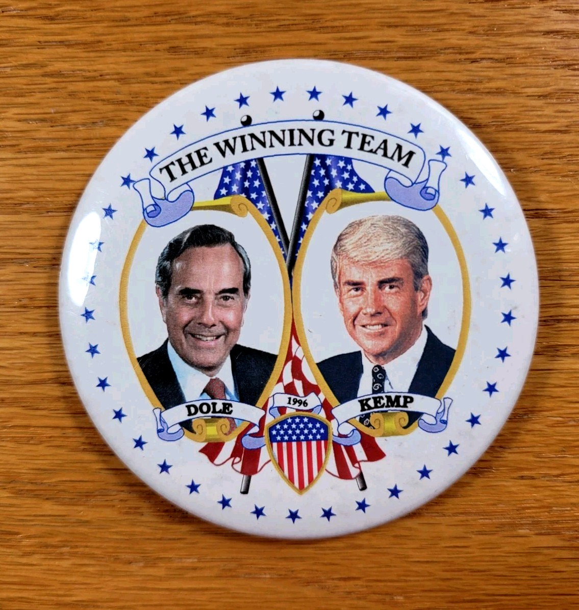 Bob Dole & Jack Kemp Republican Pinback Vintage 1996 Election 3 Inch Pin Button