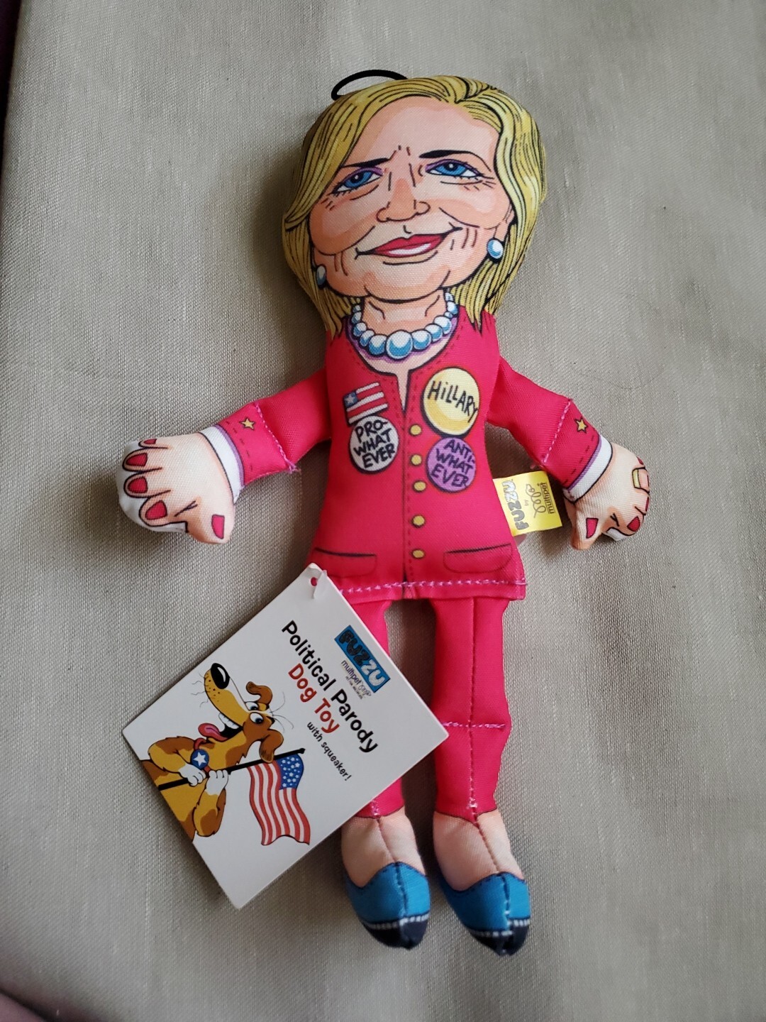 FUZZU 12″ Hillary & Bill Clinton Squeakers Political Parody Dog Toys w Tags