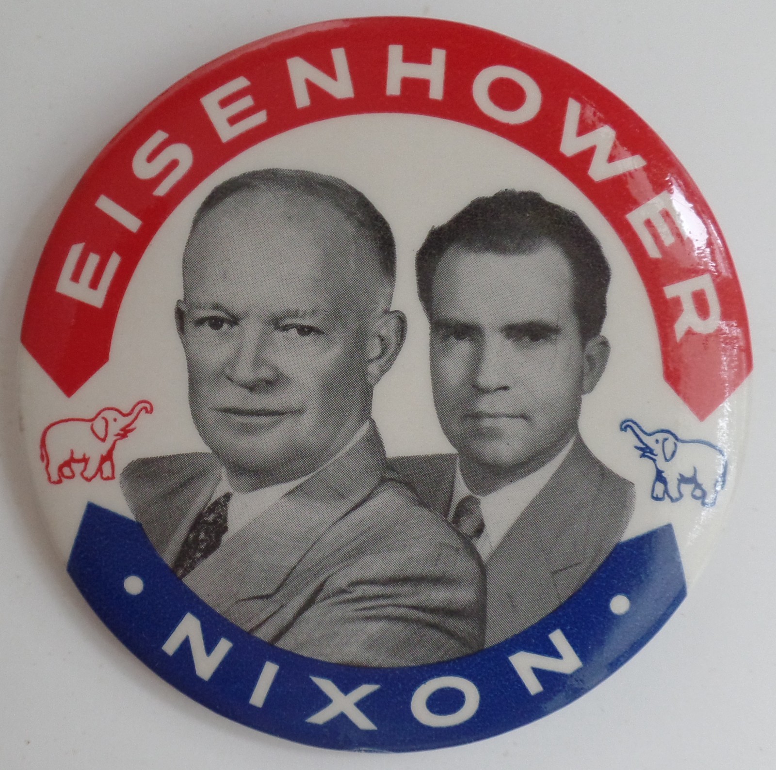 1952 Dwight Eisenhower Dick Nixon Jugate Presidential Campaign Pin GOP Elephants