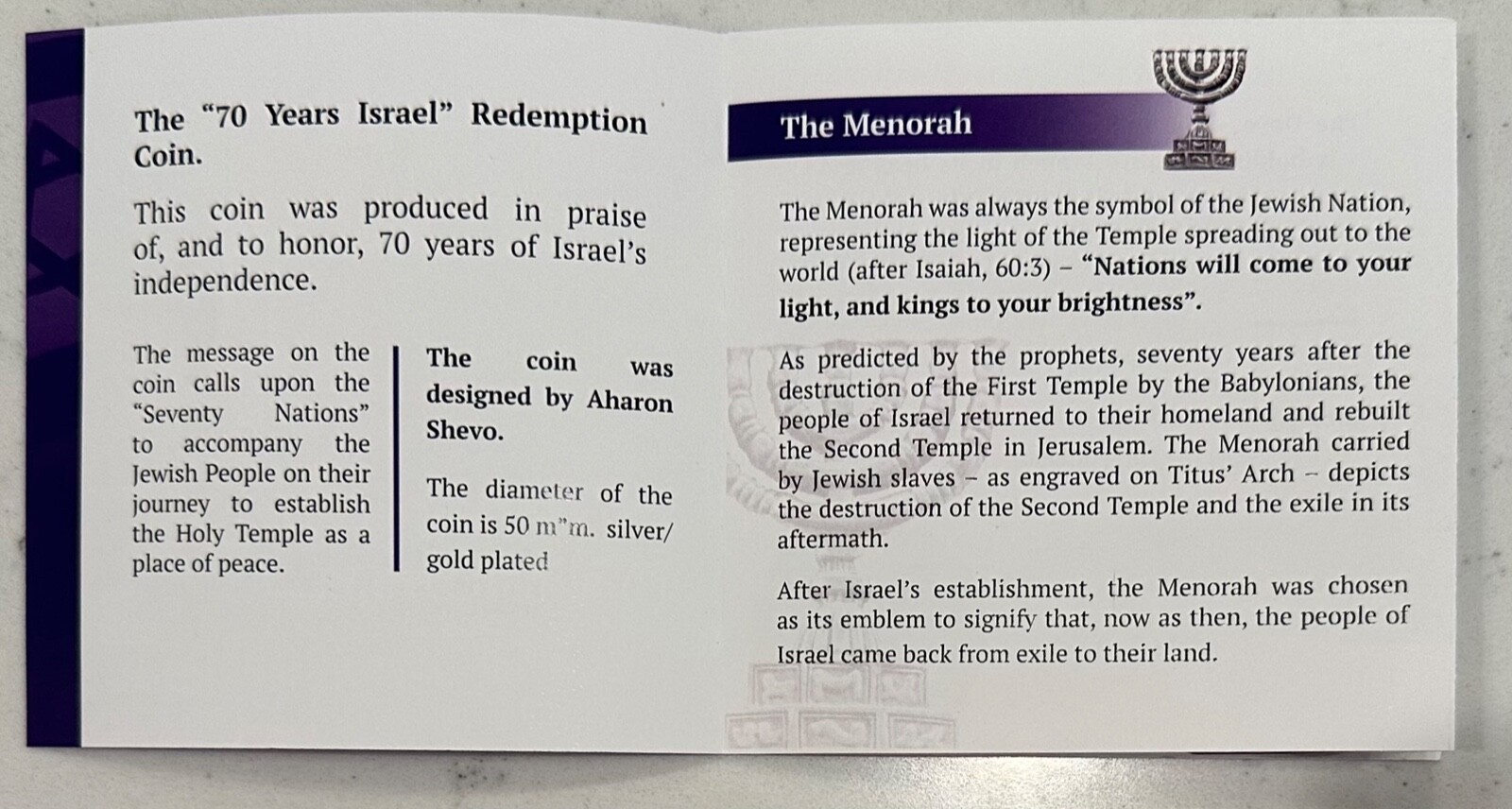 One Partially Silver 70 Years King Cyrus Donald Trump Temple FROM ISRAEL!