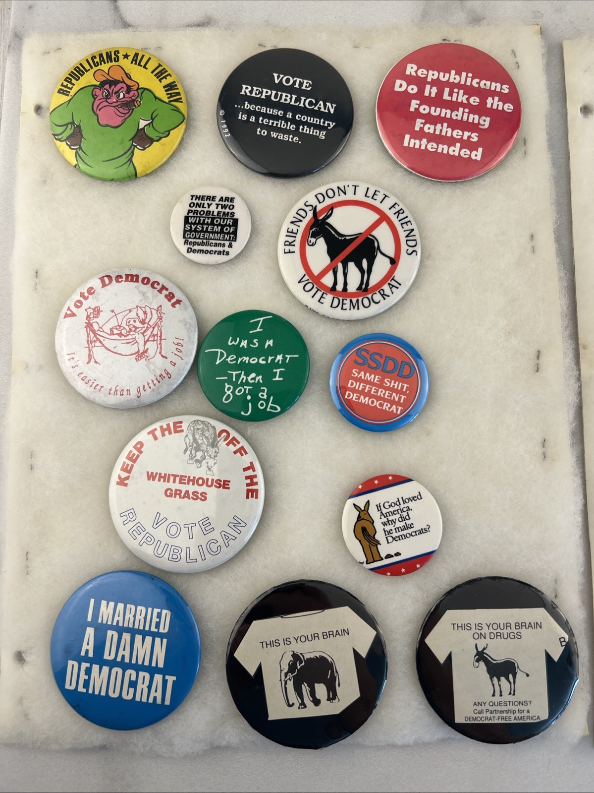 Lots Of Anti-Republican And Anti-Democrat Buttons. 23 Total 90s