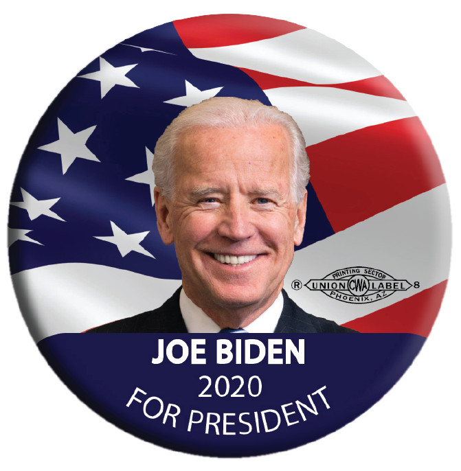 2020 JOE BIDEN FOR PRESIDENT CAMPAIGN BUTTON 3″ UNION PRINTED, jbfl