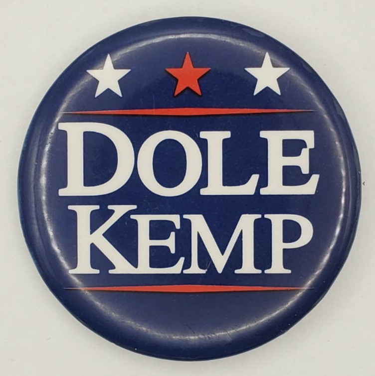 Vintage 1996 Dole Kemp Presidential Campaign Pinback Button Larger Version