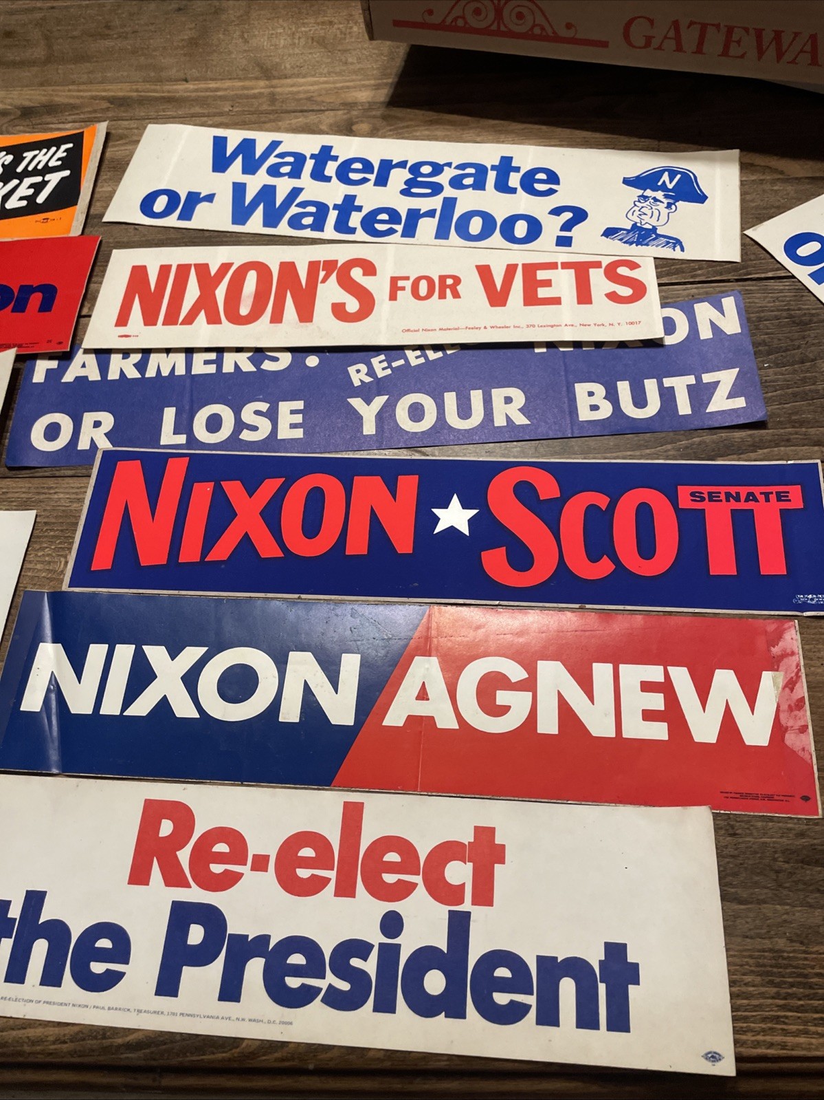 Nixon Agnew Comic Campaign Vtg materials rare Bumper stickers Lot 1 Election
