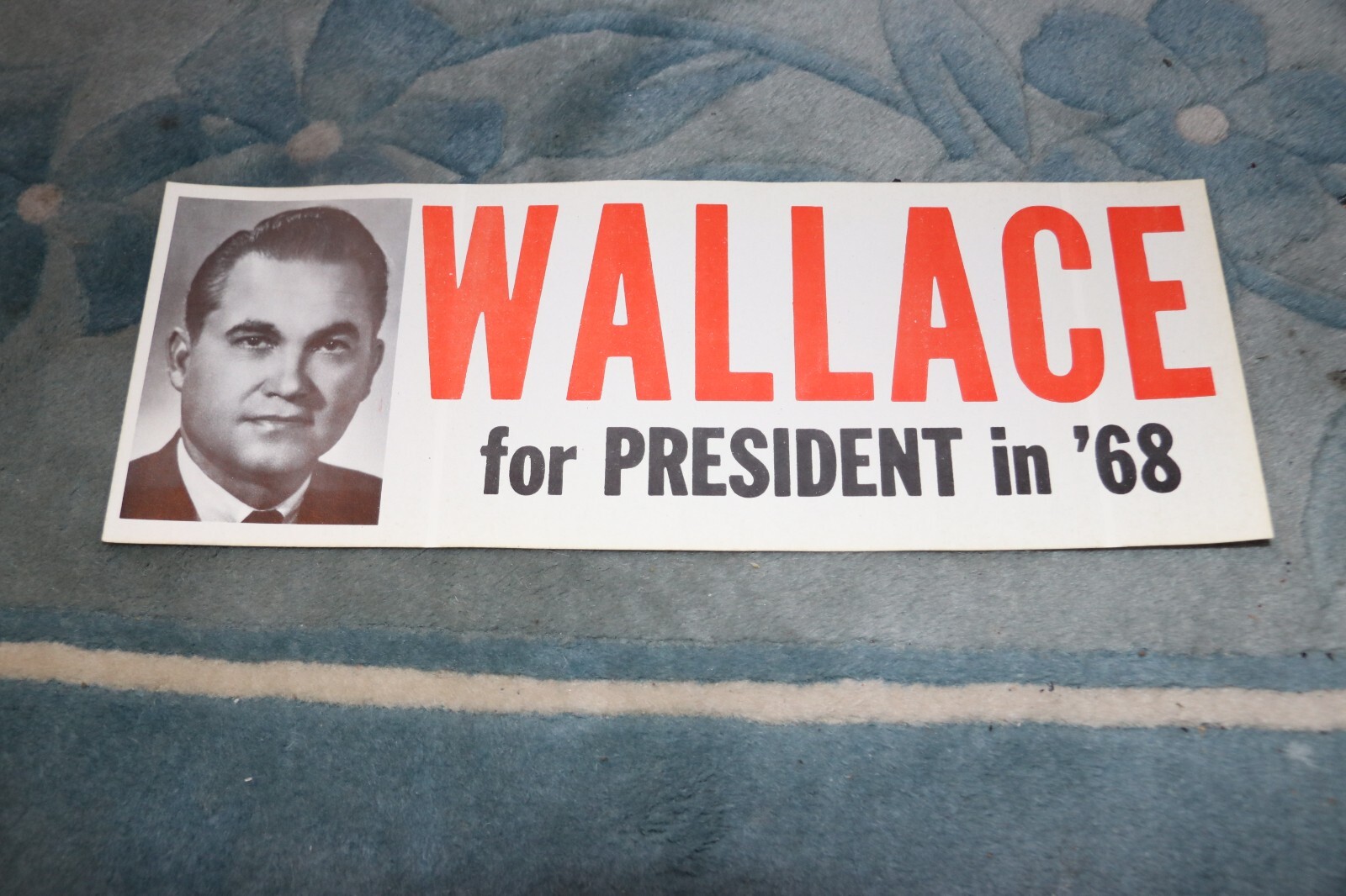 Original GEORGE WALLACE 1968 USA Presidential Campaign Unused Bumper Sticker