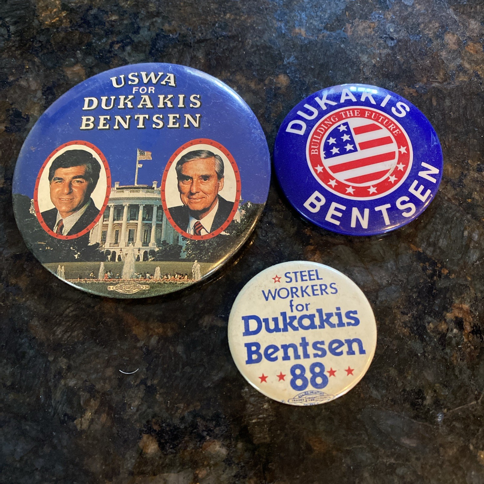 Michael Dukakis Lloyd Bentsen 1988 Presidential Campaign Button Lot Of 3