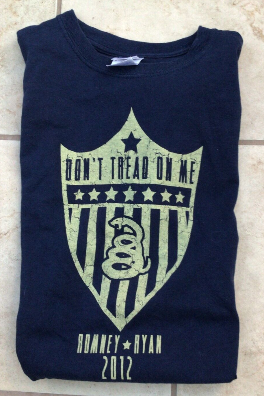 2012 ROMNEY RYAN PRESIDENTIAL CAMPAIGN T SHIRT “Don’t Tread on Me” Size S