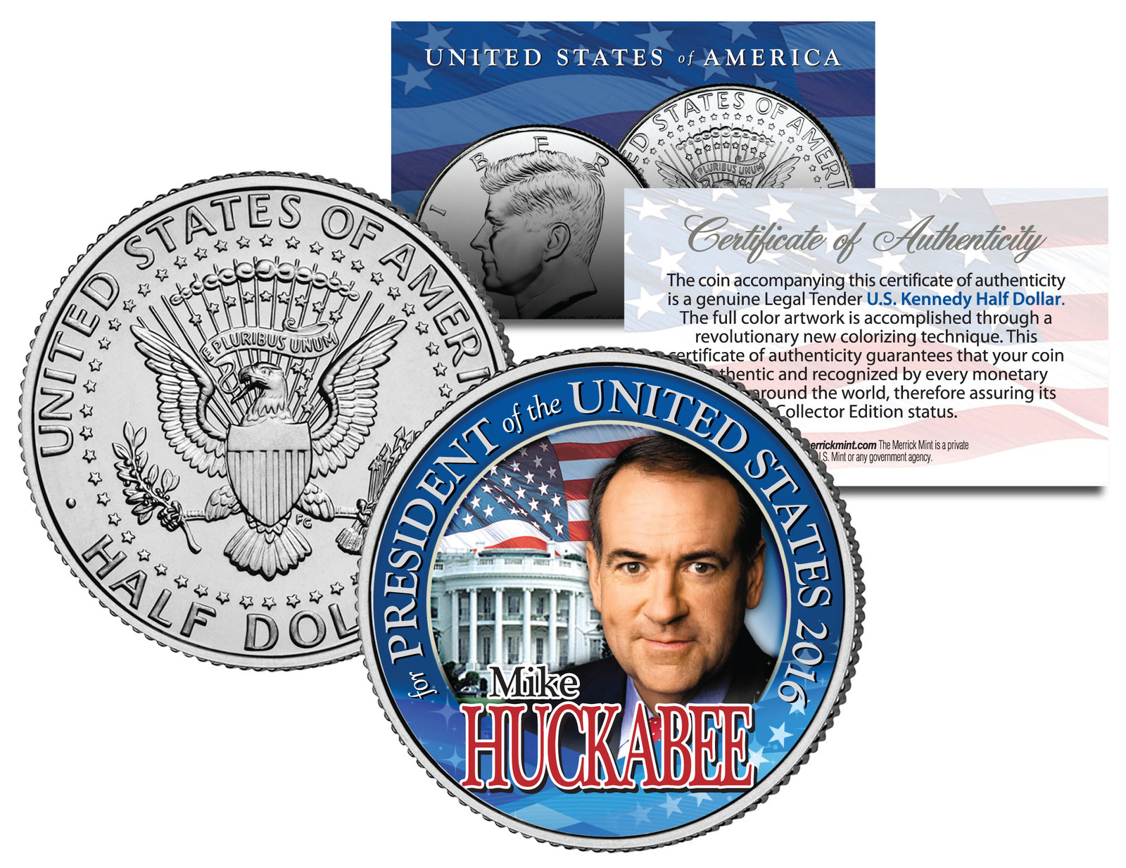 MIKE HUCKABEE FOR PRESIDENT 2016 – JFK Half Dollar U.S. Coin Political CAMPAIGN